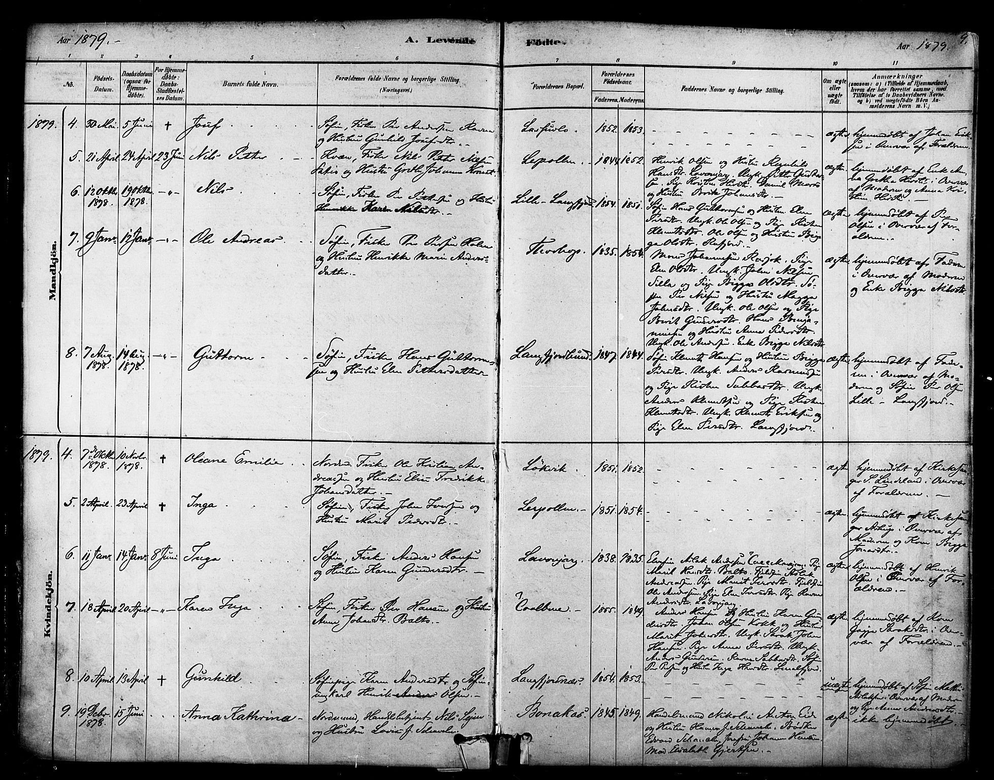Tana sokneprestkontor, AV/SATØ-S-1334/H/Ha/L0004kirke: Ministerialbok nr. 4, 1878-1891, s. 9