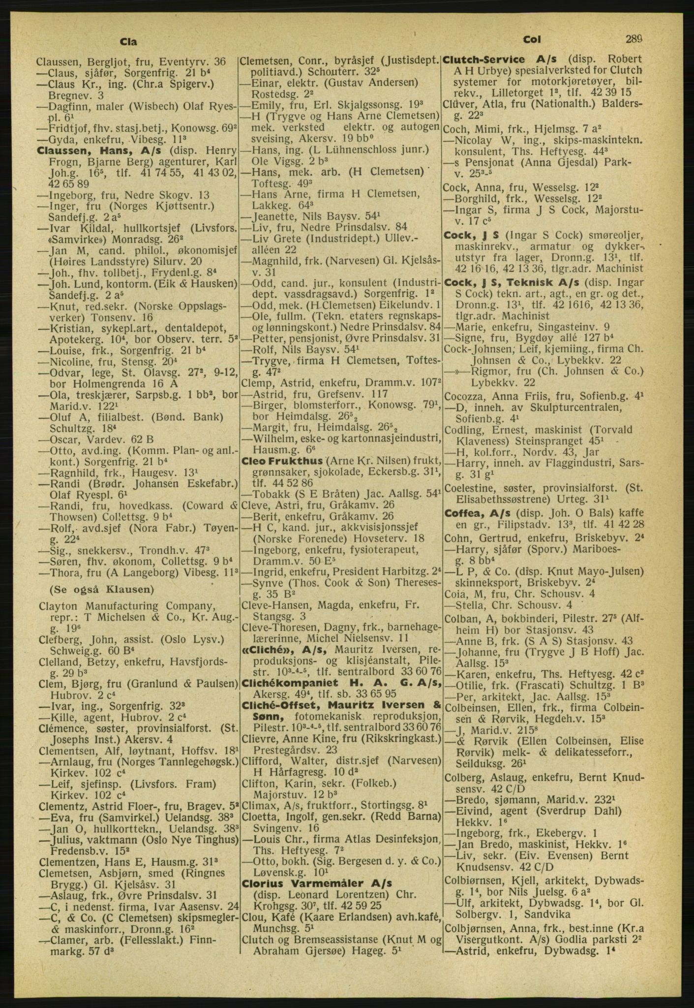 Kristiania/Oslo adressebok, PUBL/-, 1959-1960, s. 289