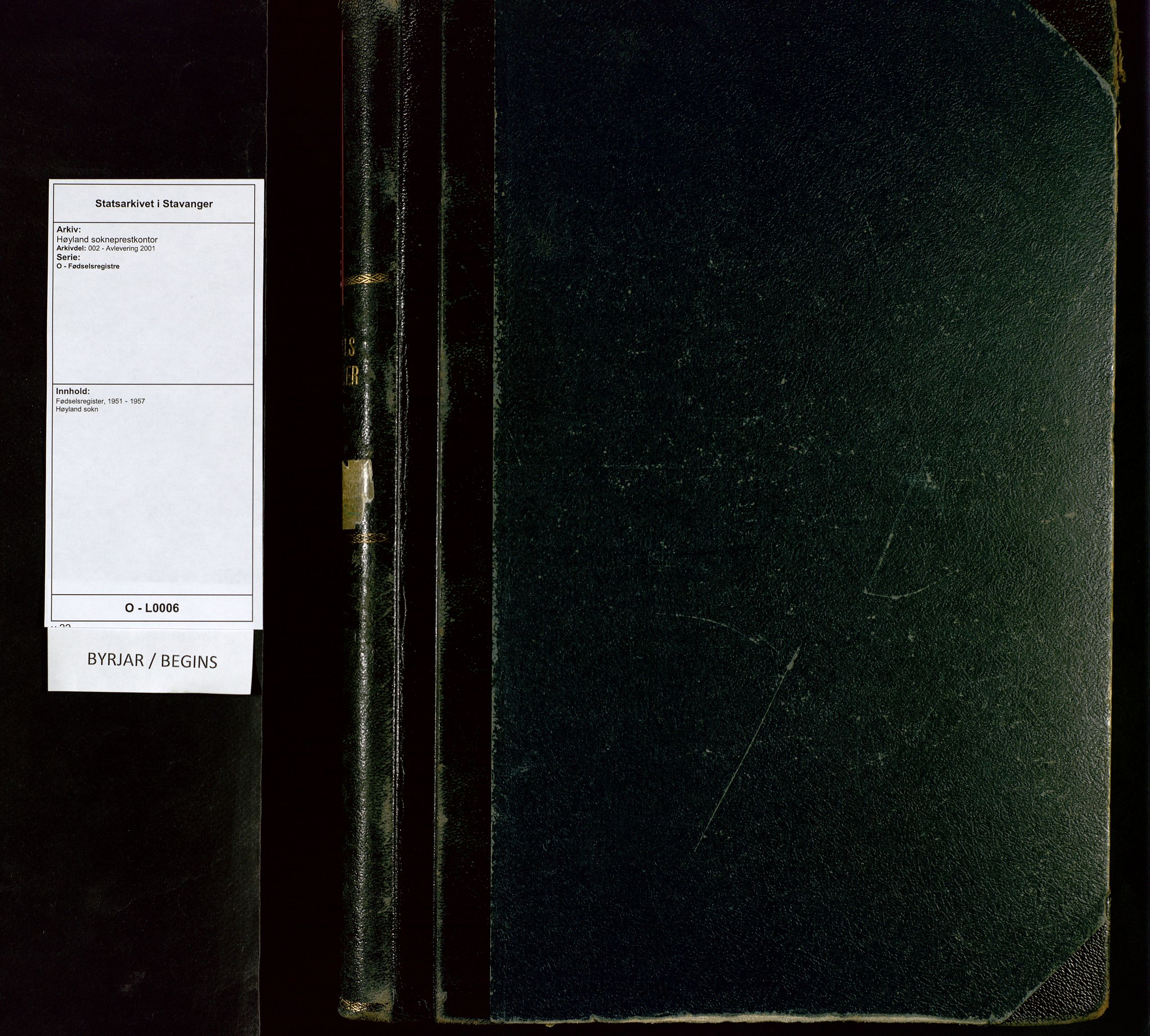 Høyland sokneprestkontor, AV/SAST-A-101799/002/O/L0006: Fødselsregister nr. 6, 1951-1957