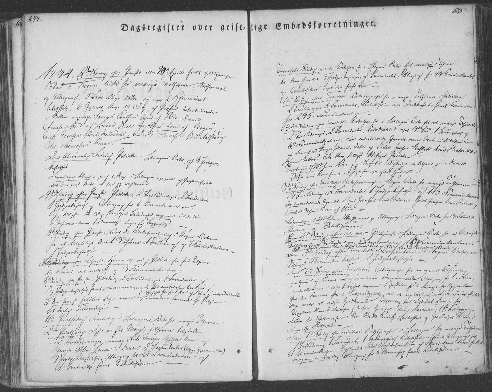 Ministerialprotokoller, klokkerbøker og fødselsregistre - Nordland, SAT/A-1459/855/L0799: Ministerialbok nr. 855A07, 1834-1852, s. 674-675