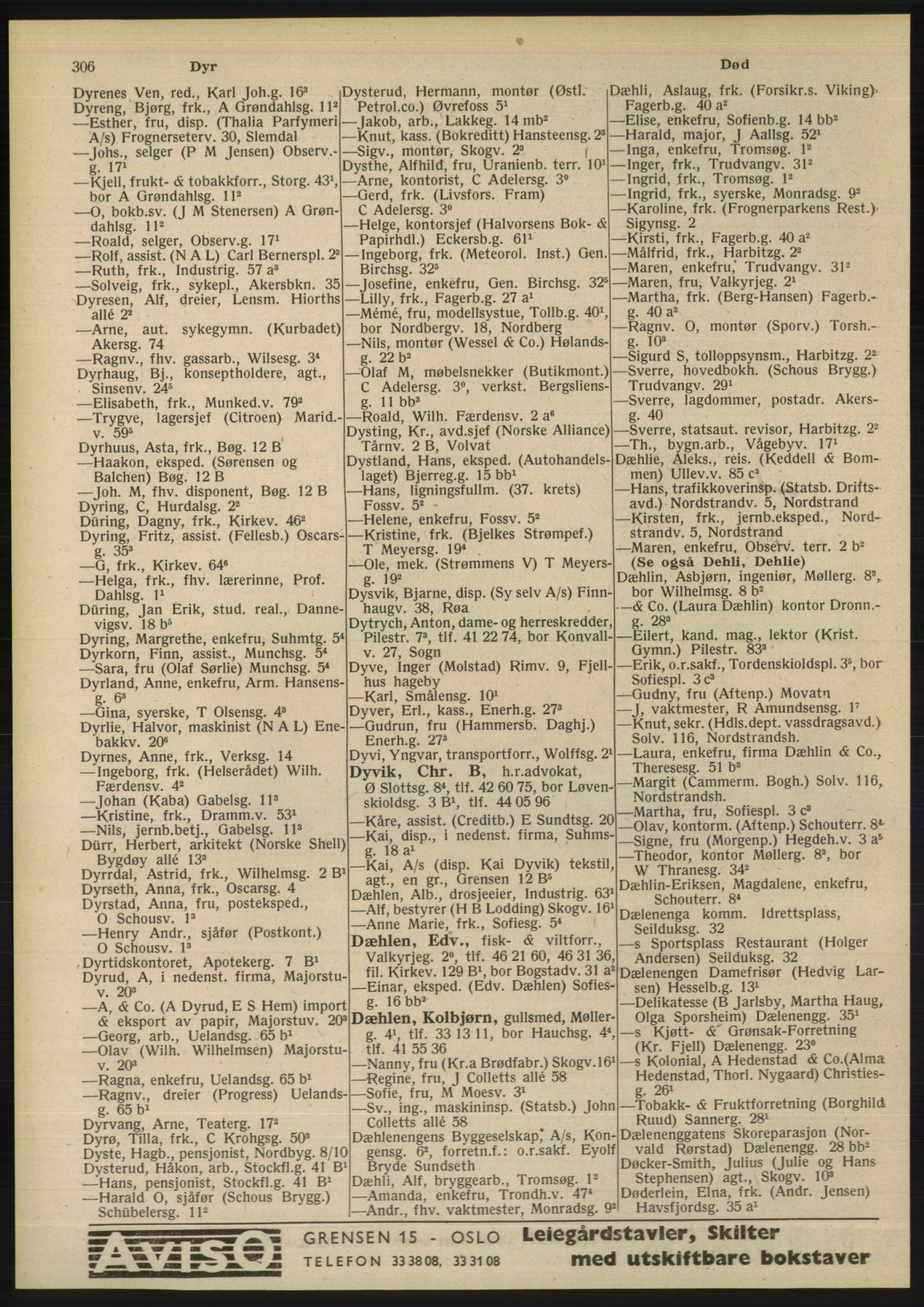 Kristiania/Oslo adressebok, PUBL/-, 1948, s. 306