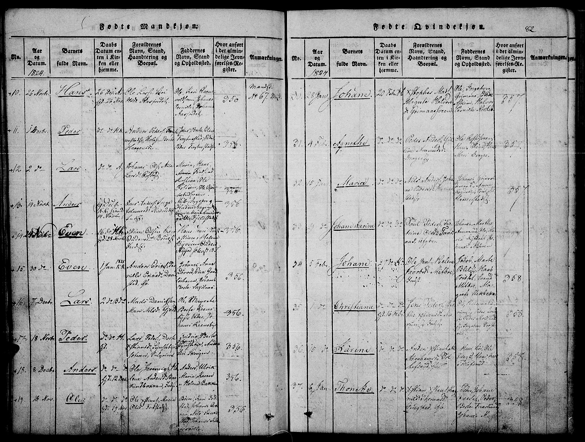 Toten prestekontor, AV/SAH-PREST-102/H/Ha/Haa/L0010: Ministerialbok nr. 10, 1820-1828, s. 82