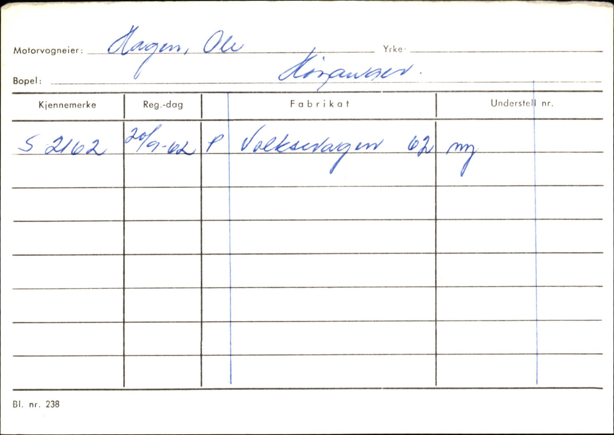 Statens vegvesen, Sogn og Fjordane vegkontor, SAB/A-5301/4/F/L0130: Eigarregister Eid T-Å. Høyanger A-O, 1945-1975, s. 1217