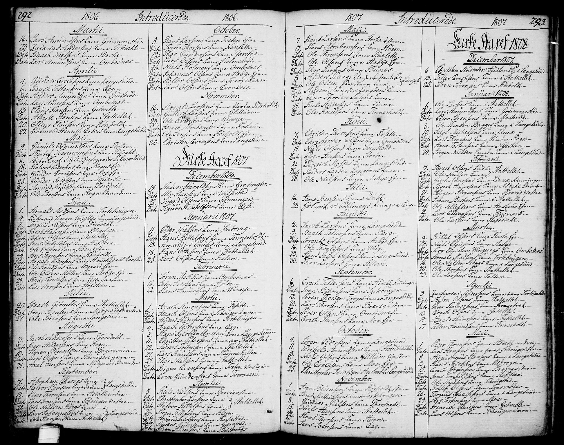 Bamble kirkebøker, AV/SAKO-A-253/F/Fa/L0002: Ministerialbok nr. I 2, 1775-1814, s. 292-293