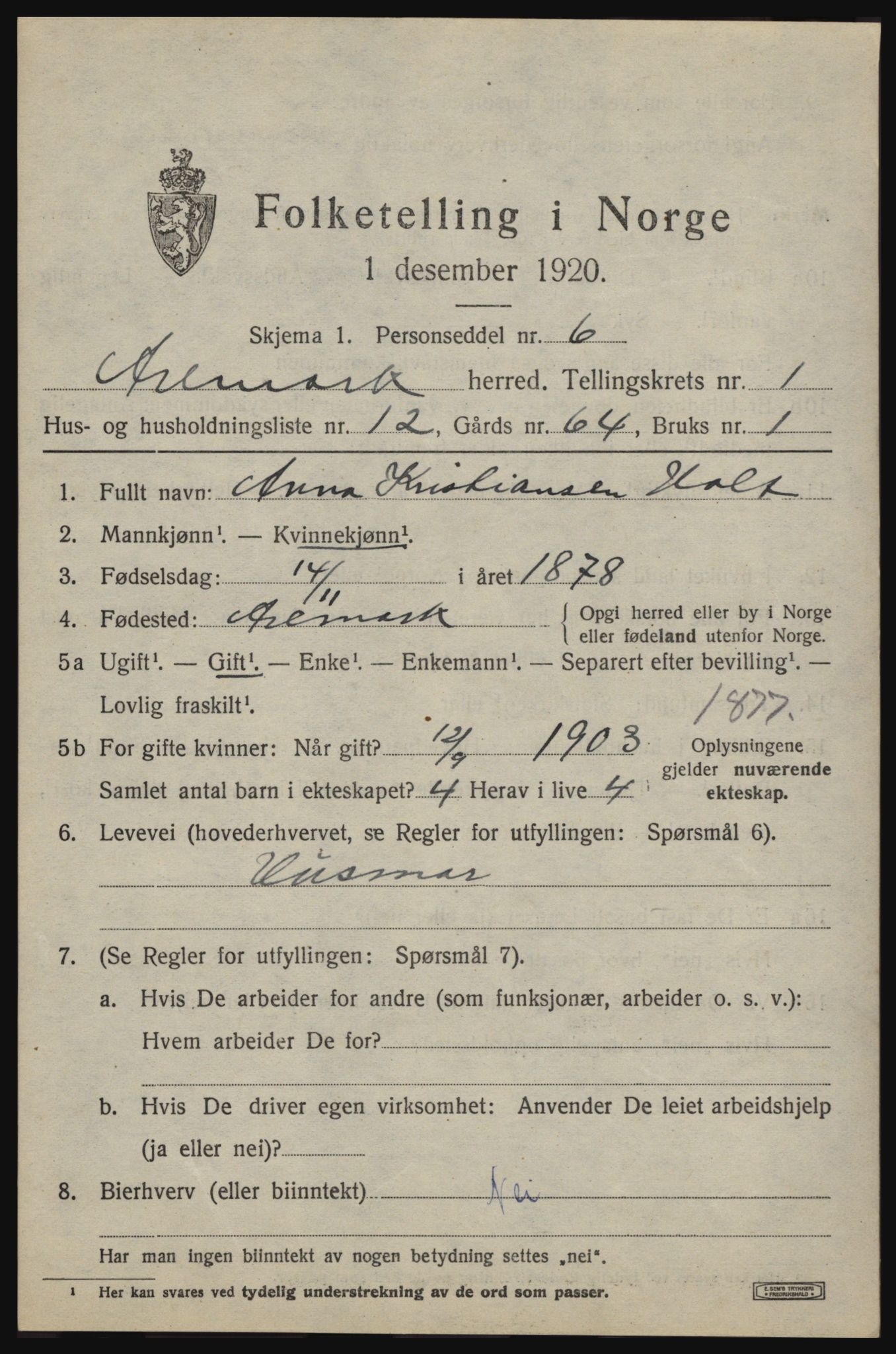 SAO, Folketelling 1920 for 0118 Aremark herred, 1920, s. 763