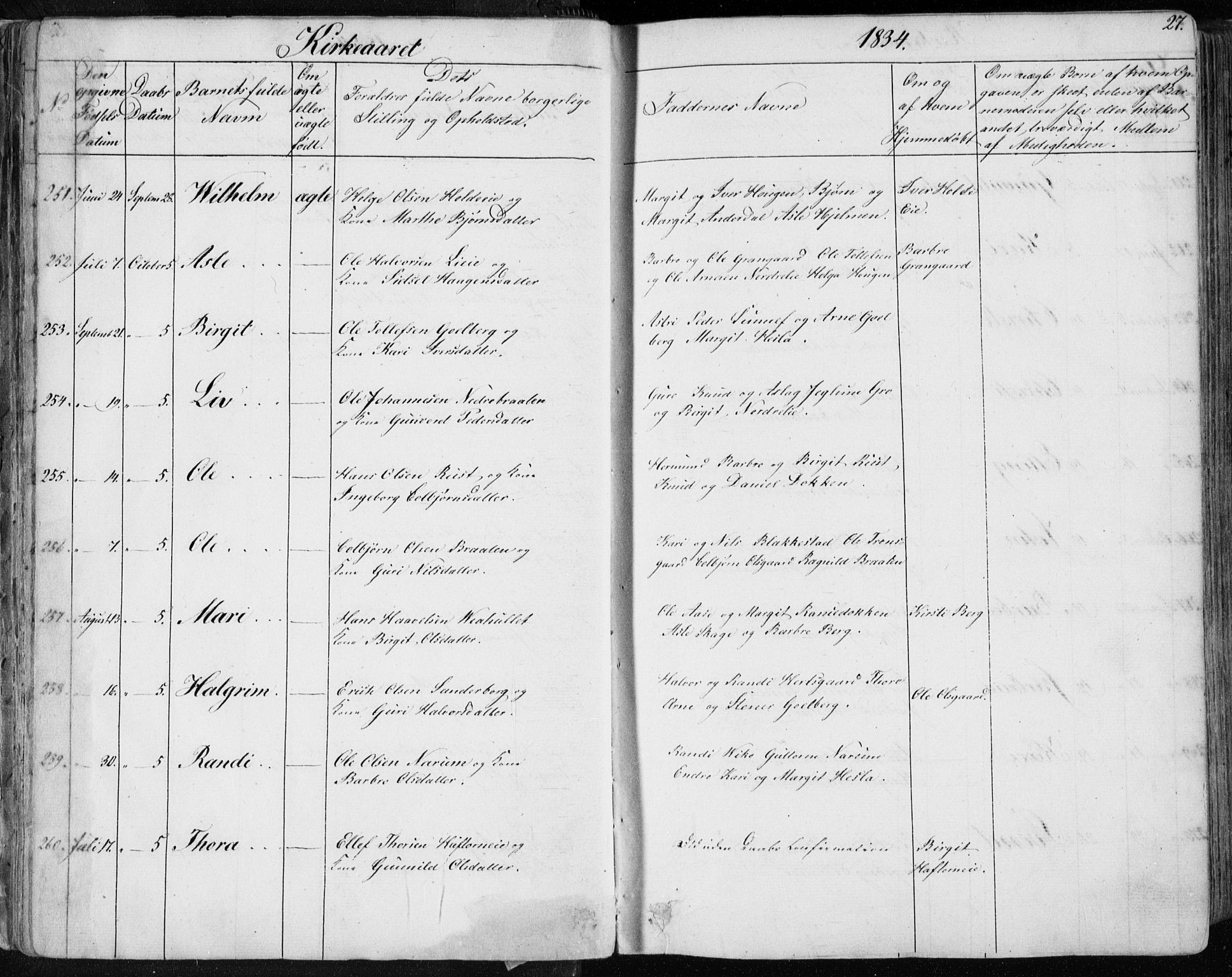 Nes kirkebøker, AV/SAKO-A-236/F/Fa/L0009: Ministerialbok nr. 9, 1834-1863, s. 27