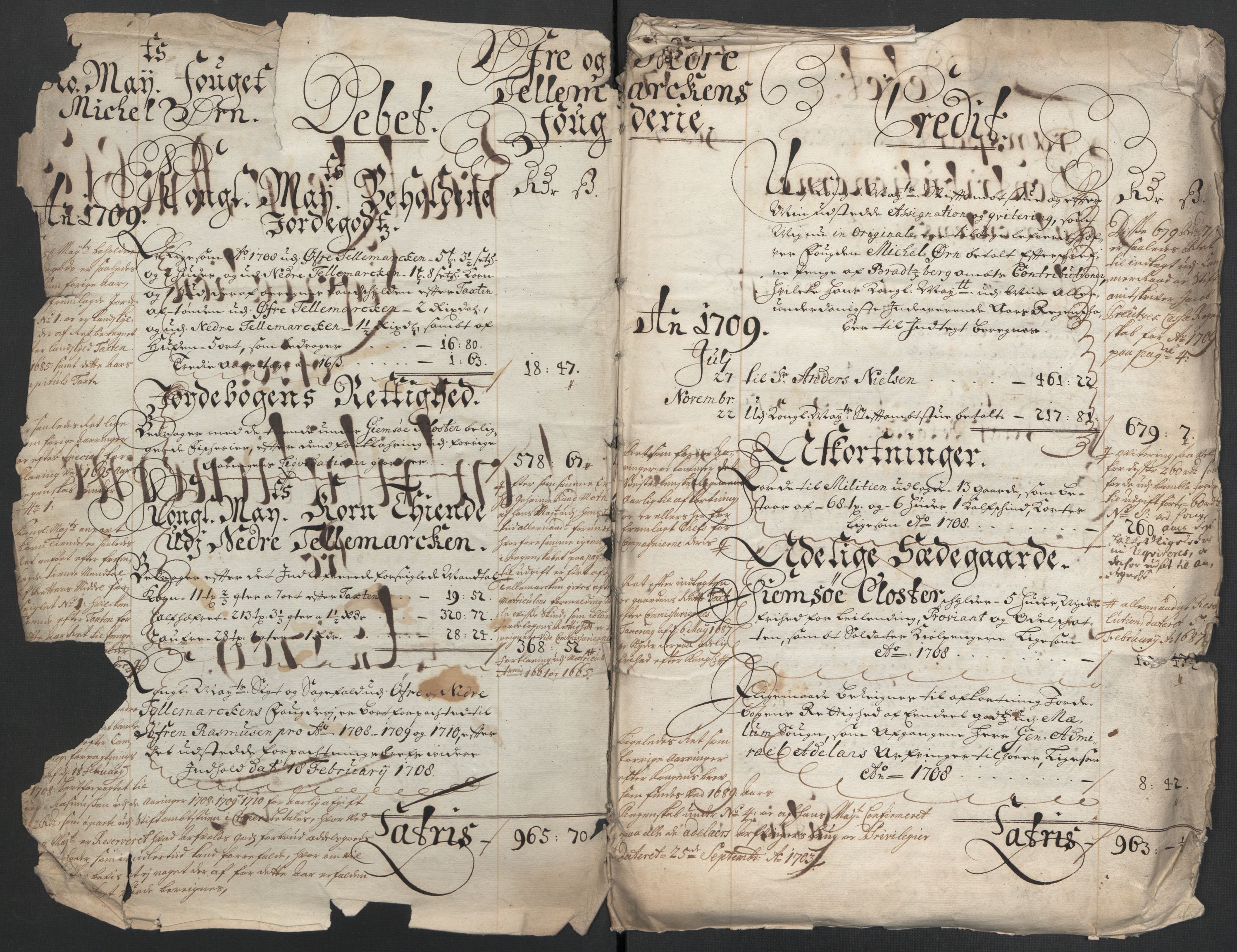 Rentekammeret inntil 1814, Reviderte regnskaper, Fogderegnskap, RA/EA-4092/R36/L2118: Fogderegnskap Øvre og Nedre Telemark og Bamble, 1708-1709, s. 153
