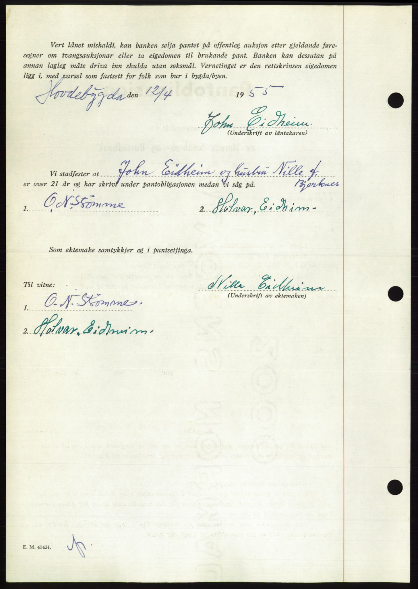 Søre Sunnmøre sorenskriveri, AV/SAT-A-4122/1/2/2C/L0126: Pantebok nr. 14B, 1954-1955, Dagboknr: 830/1955