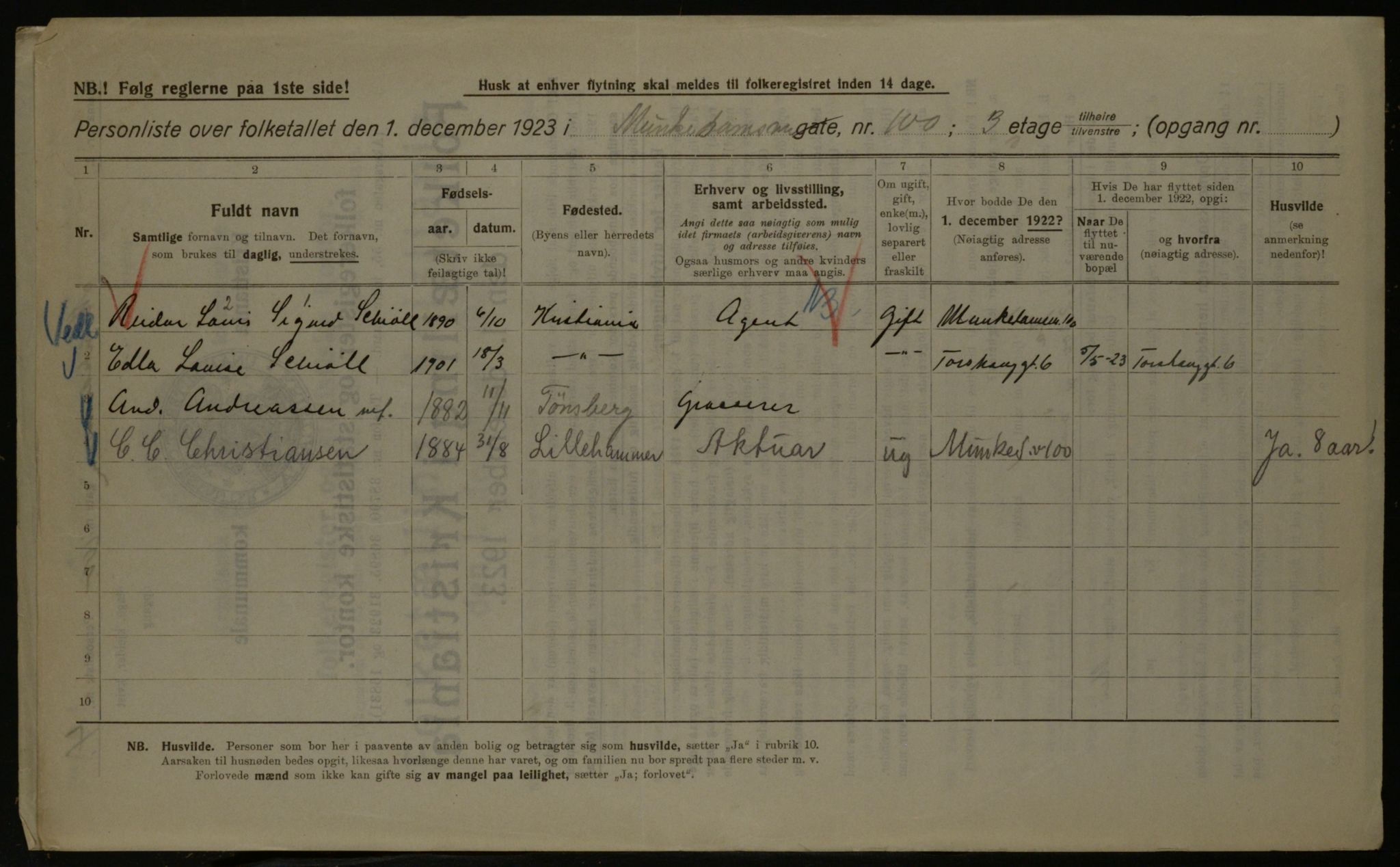 OBA, Kommunal folketelling 1.12.1923 for Kristiania, 1923, s. 74873