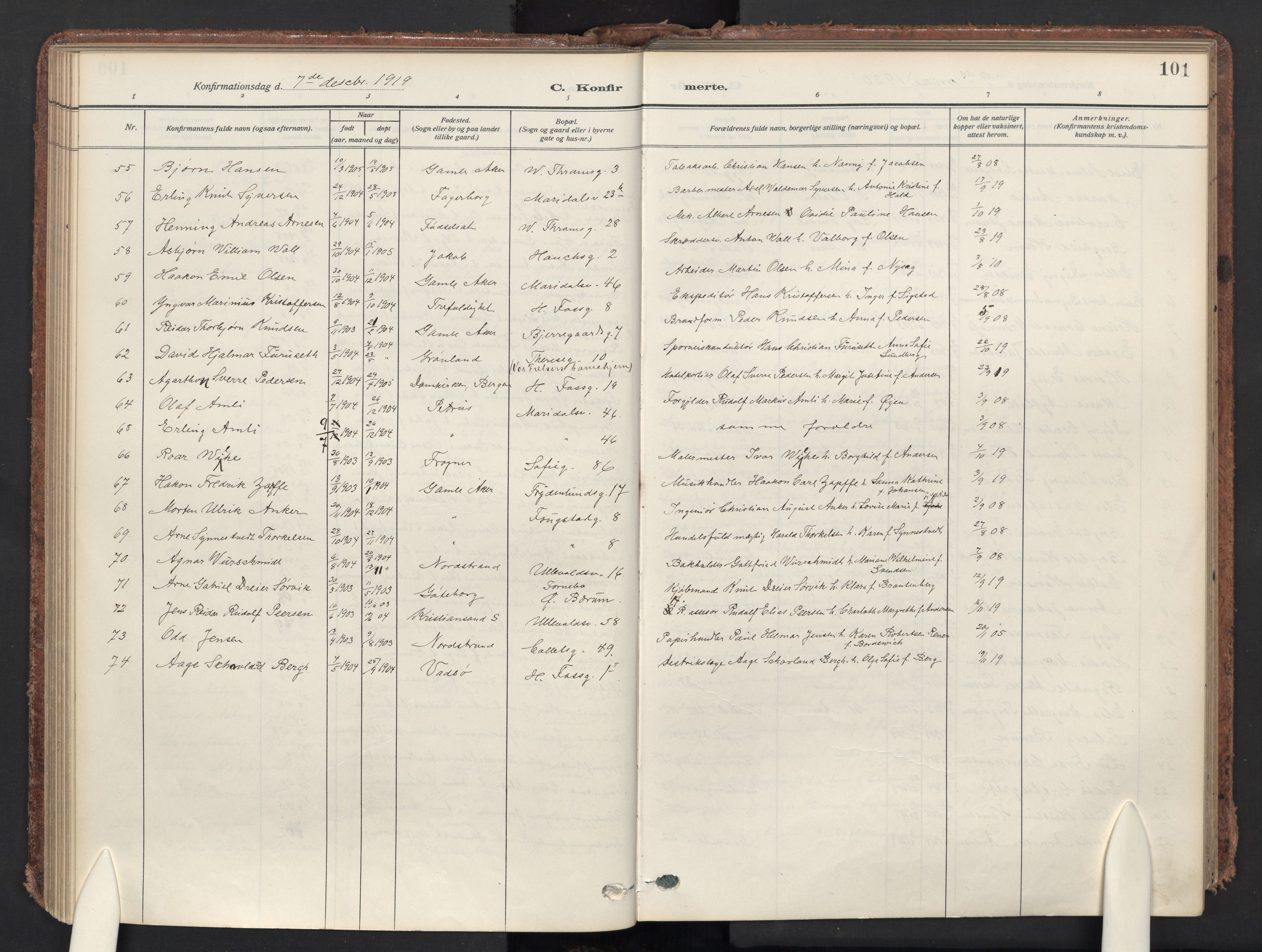 Gamle Aker prestekontor Kirkebøker, AV/SAO-A-10617a/F/L0015: Ministerialbok nr. 15, 1911-1924, s. 101
