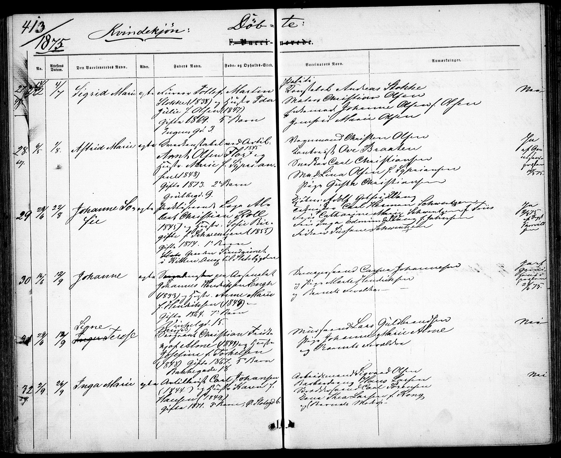 Garnisonsmenigheten Kirkebøker, AV/SAO-A-10846/G/Ga/L0006: Klokkerbok nr. 6, 1860-1880, s. 413