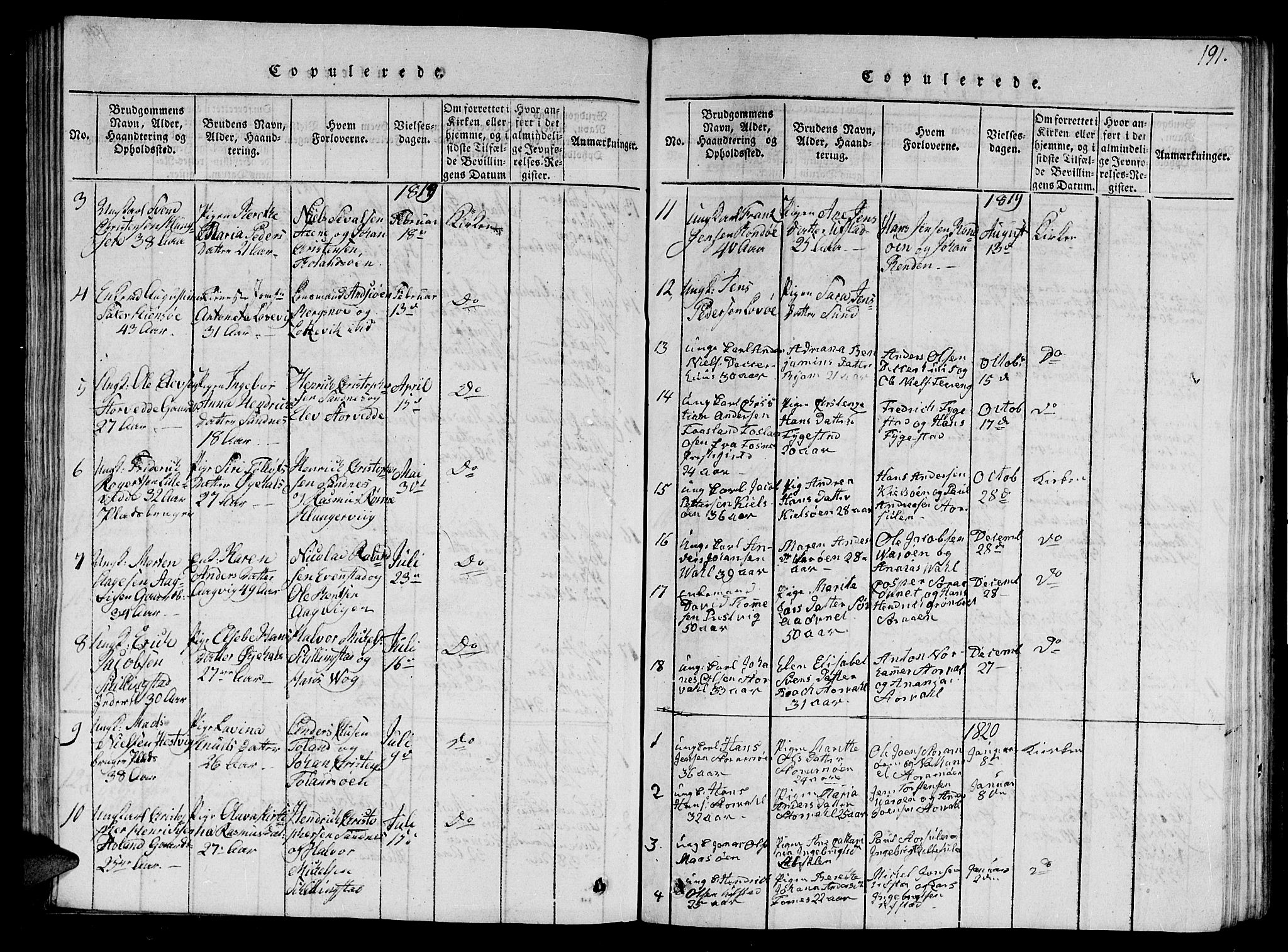 Ministerialprotokoller, klokkerbøker og fødselsregistre - Nord-Trøndelag, SAT/A-1458/784/L0679: Klokkerbok nr. 784C01 /1, 1816-1822, s. 191