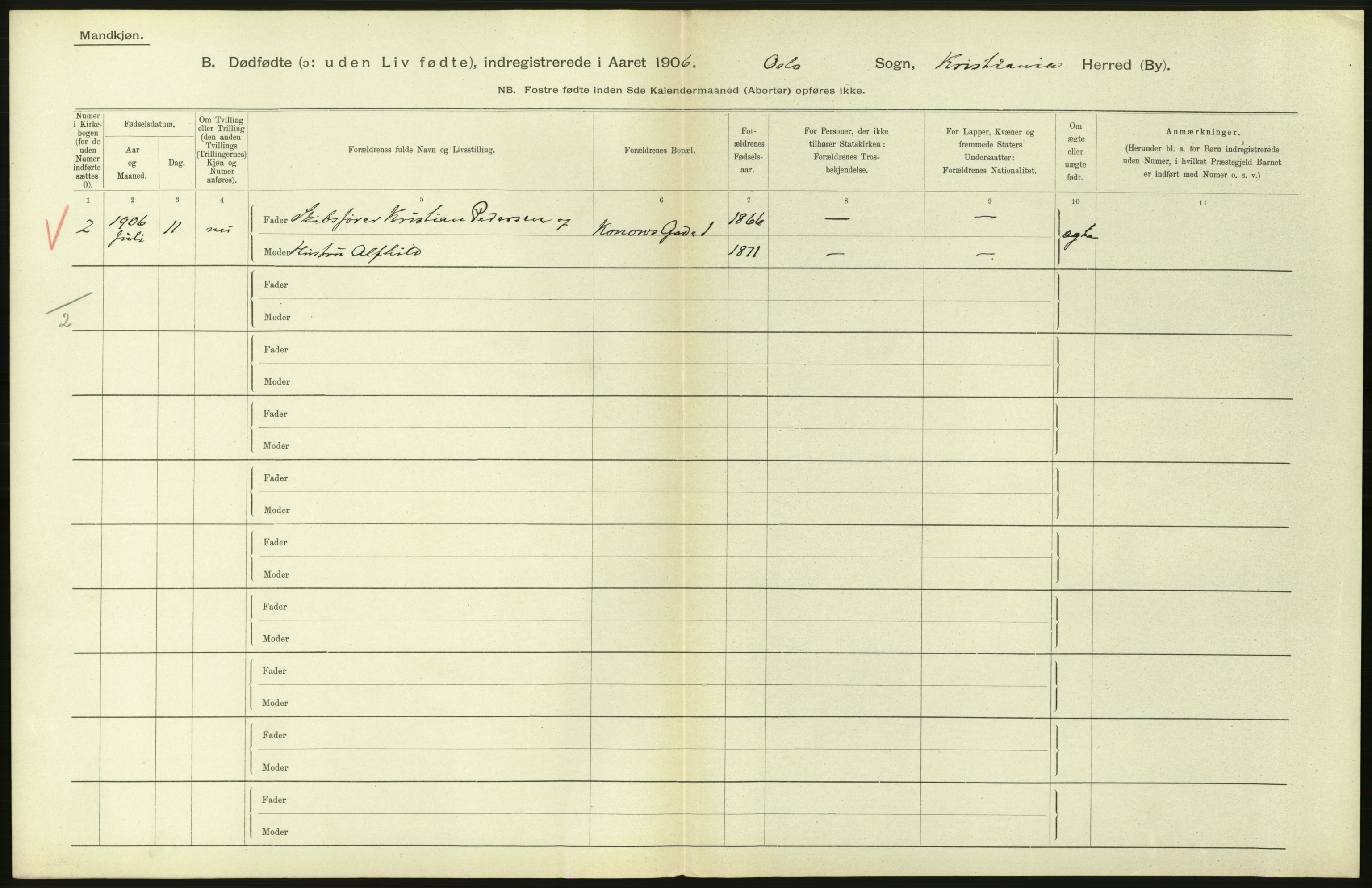 Statistisk sentralbyrå, Sosiodemografiske emner, Befolkning, RA/S-2228/D/Df/Dfa/Dfad/L0010: Kristiania: Døde, dødfødte, 1906, s. 518