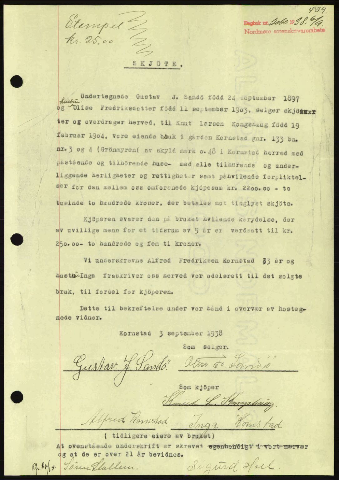 Nordmøre sorenskriveri, SAT/A-4132/1/2/2Ca: Pantebok nr. A84, 1938-1938, Dagboknr: 2060/1938