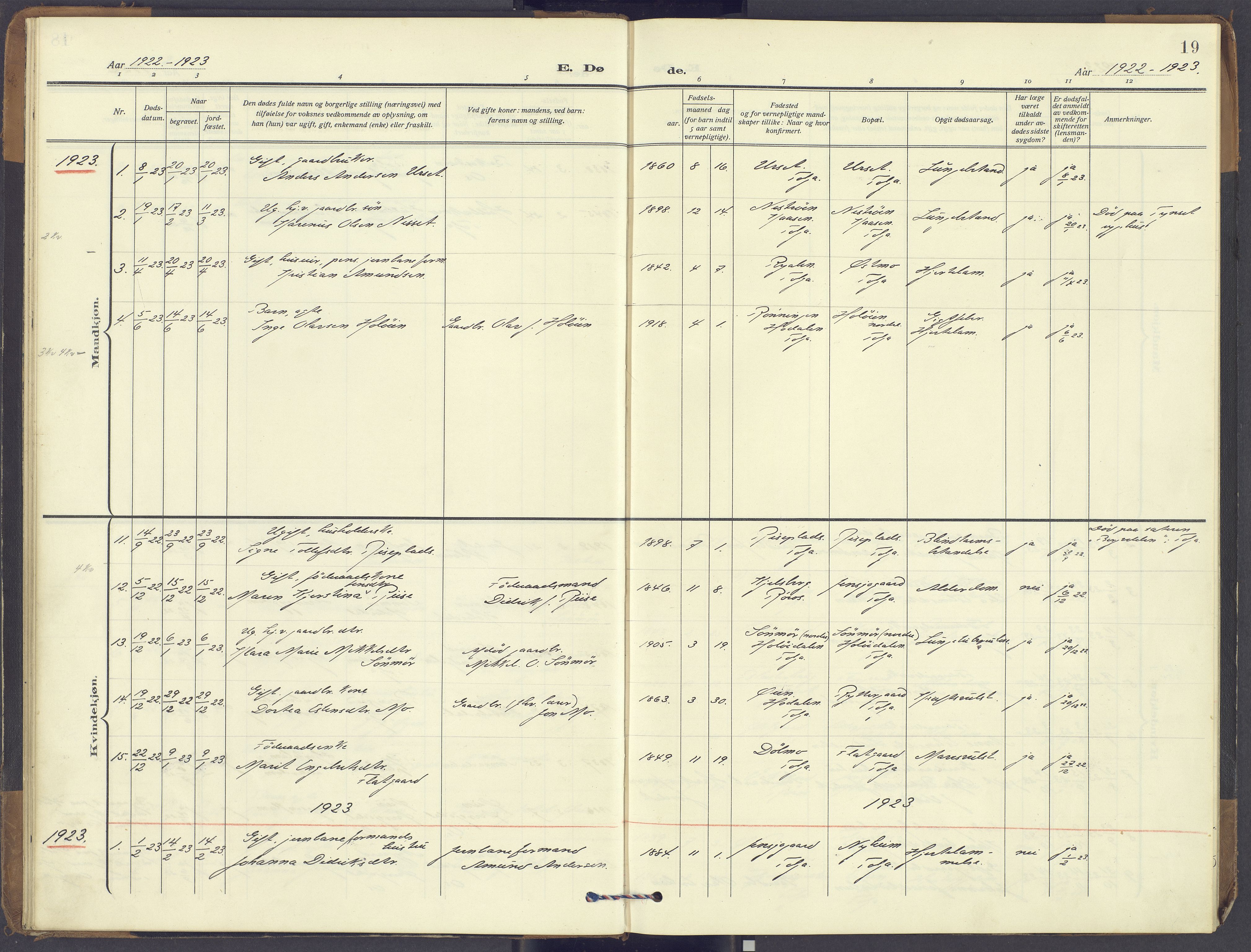 Tolga prestekontor, AV/SAH-PREST-062/K/L0018: Ministerialbok nr. 18, 1911-1989, s. 19