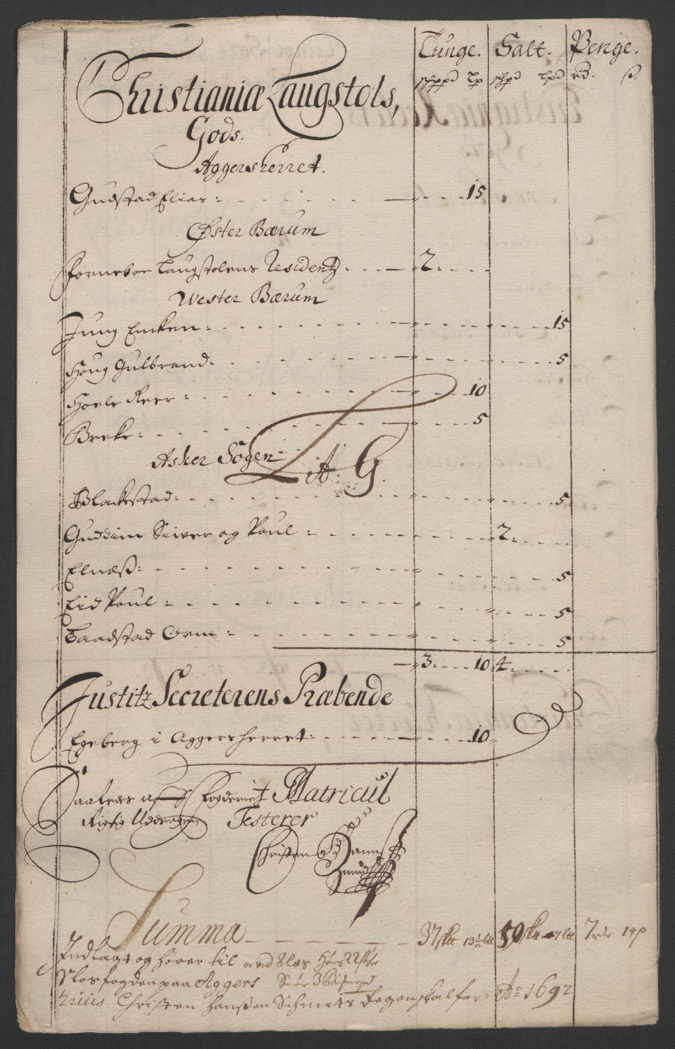 Rentekammeret inntil 1814, Reviderte regnskaper, Fogderegnskap, RA/EA-4092/R08/L0426: Fogderegnskap Aker, 1692-1693, s. 94