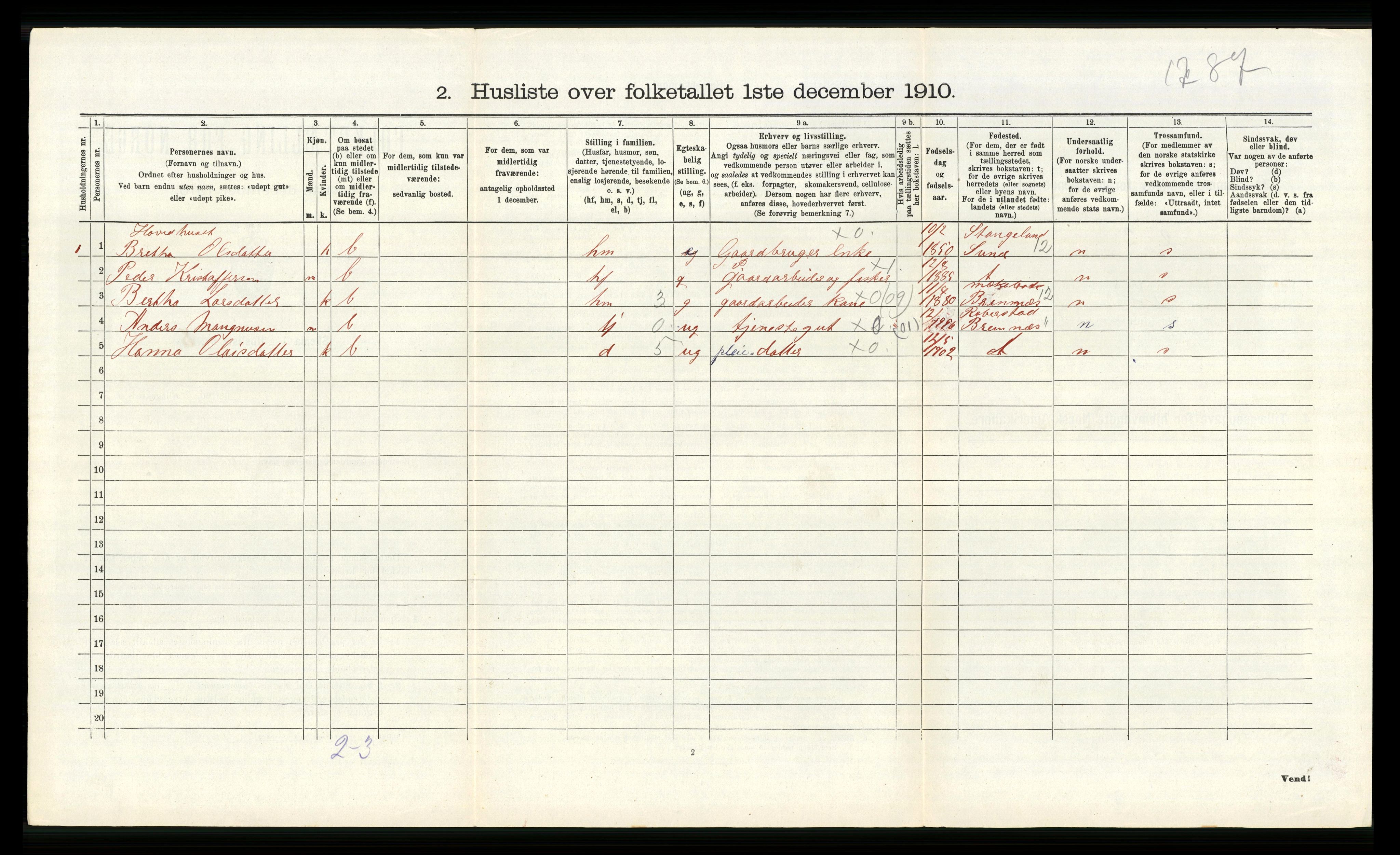 RA, Folketelling 1910 for 1222 Fitjar herred, 1910, s. 322