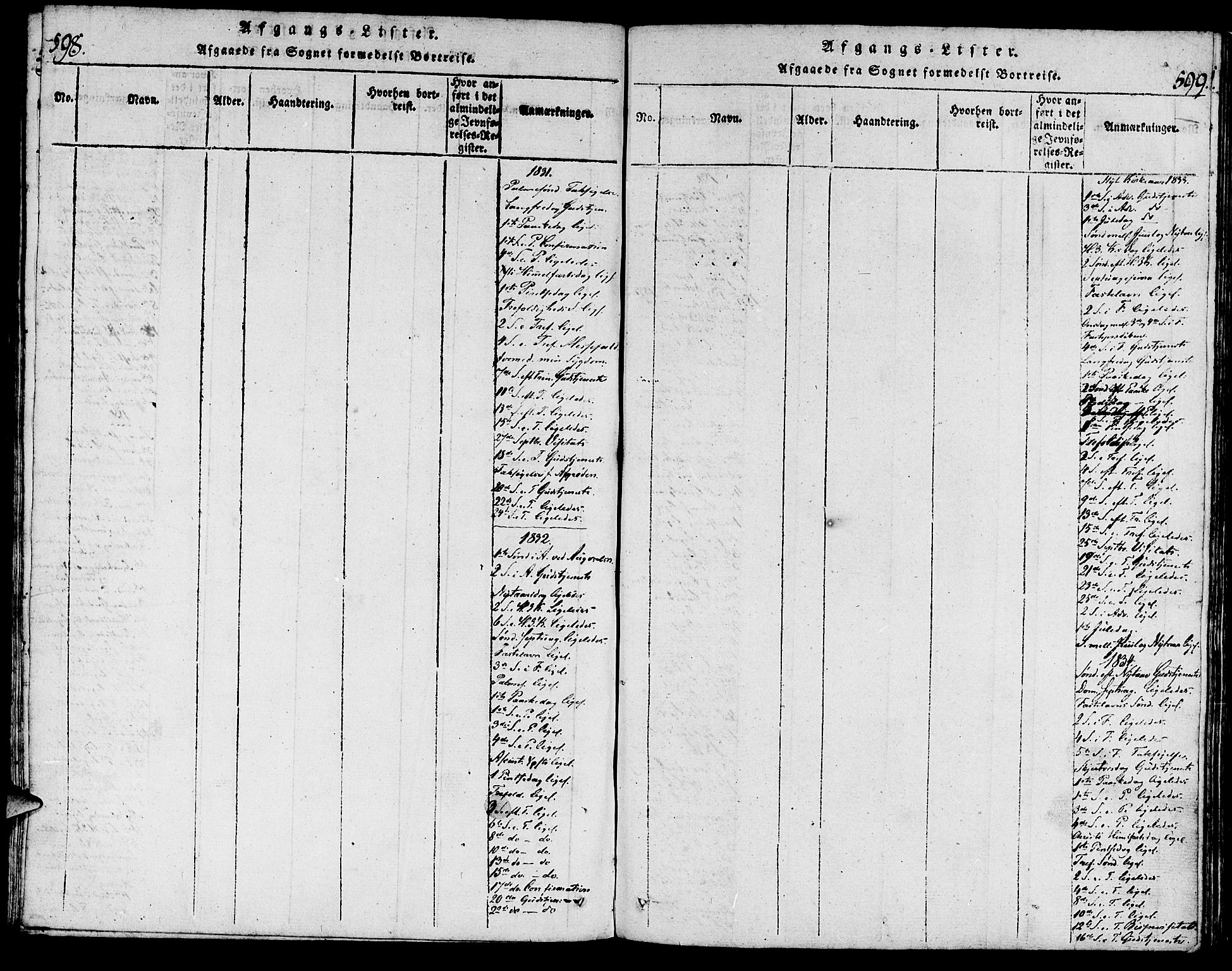 Torvastad sokneprestkontor, SAST/A -101857/H/Ha/Haa/L0004: Ministerialbok nr. A 3 /1, 1817-1836, s. 598-599