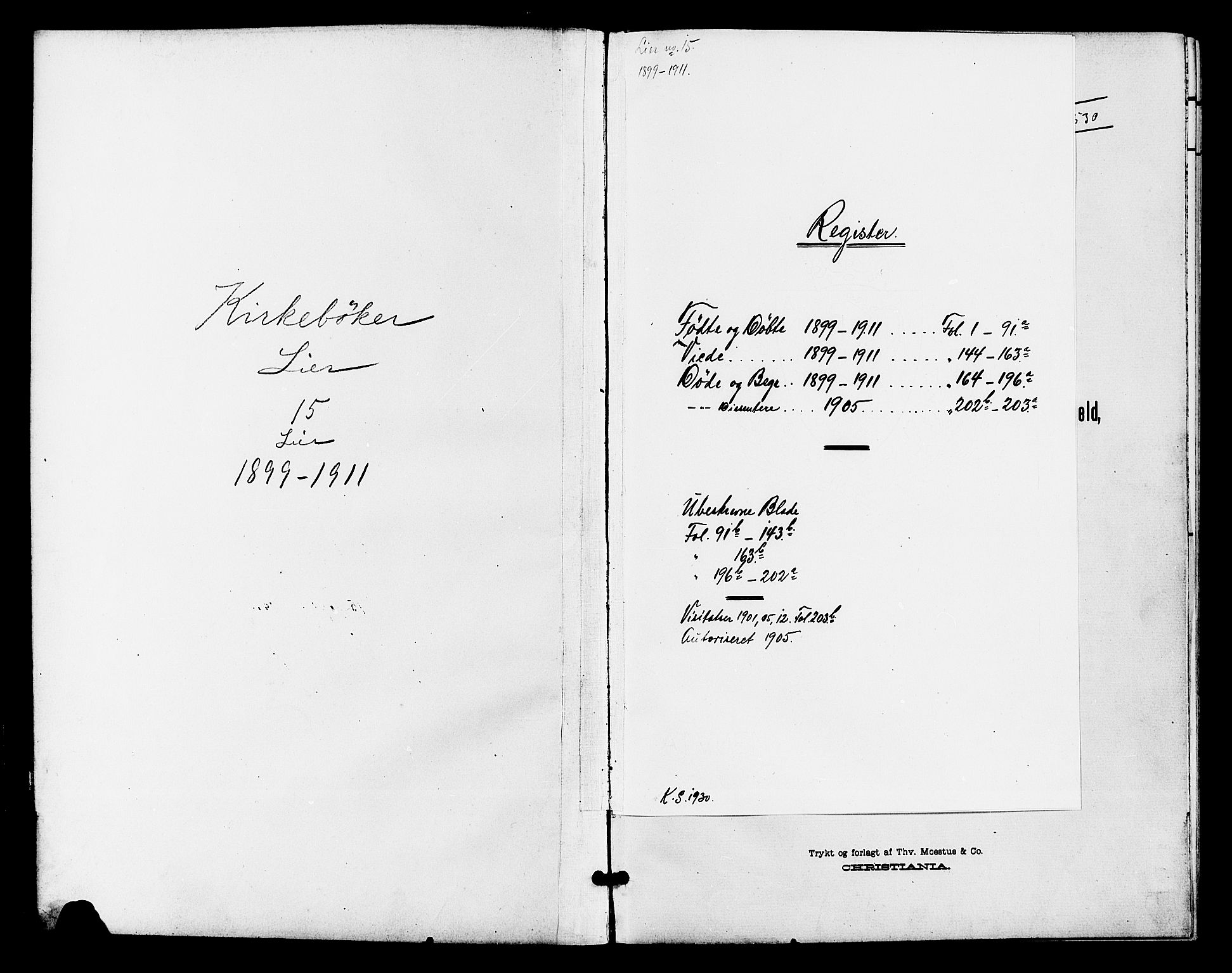Lier kirkebøker, SAKO/A-230/G/Gb/L0002: Klokkerbok nr. II 2, 1899-1911