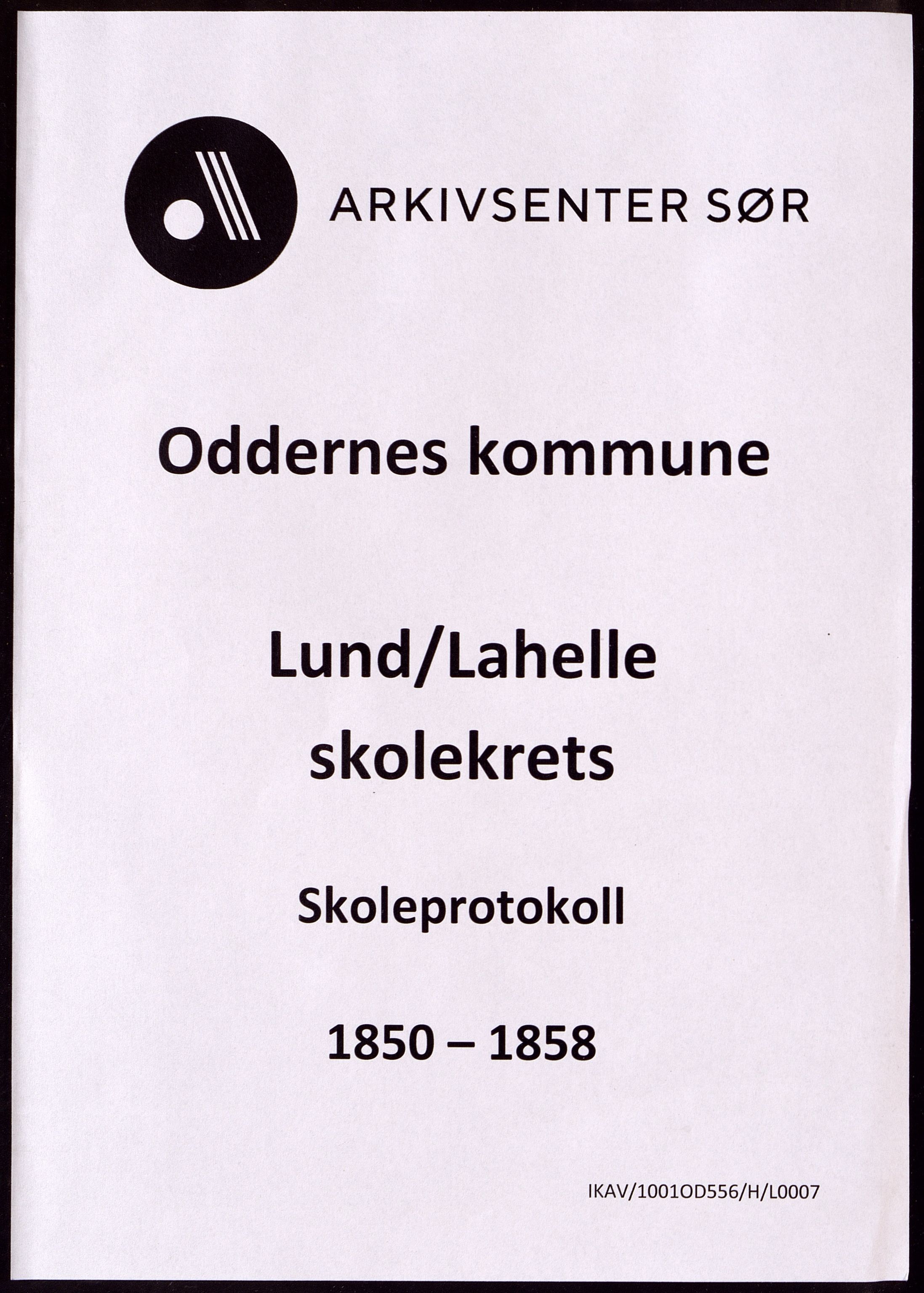 Oddernes kommune - Lund/Lahelle skolekrets, ARKSOR/1001OD556/H/L0007: Skoleprotokoll, 1850-1858