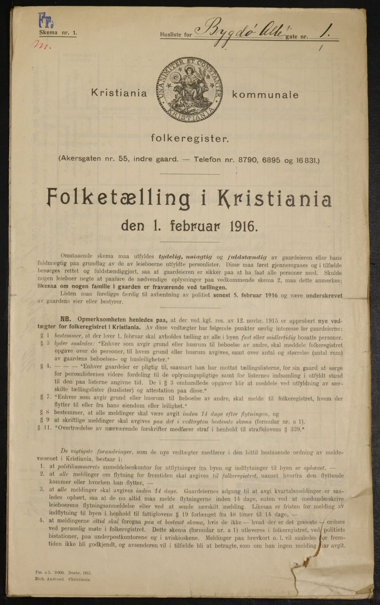 OBA, Kommunal folketelling 1.2.1916 for Kristiania, 1916, s. 10115