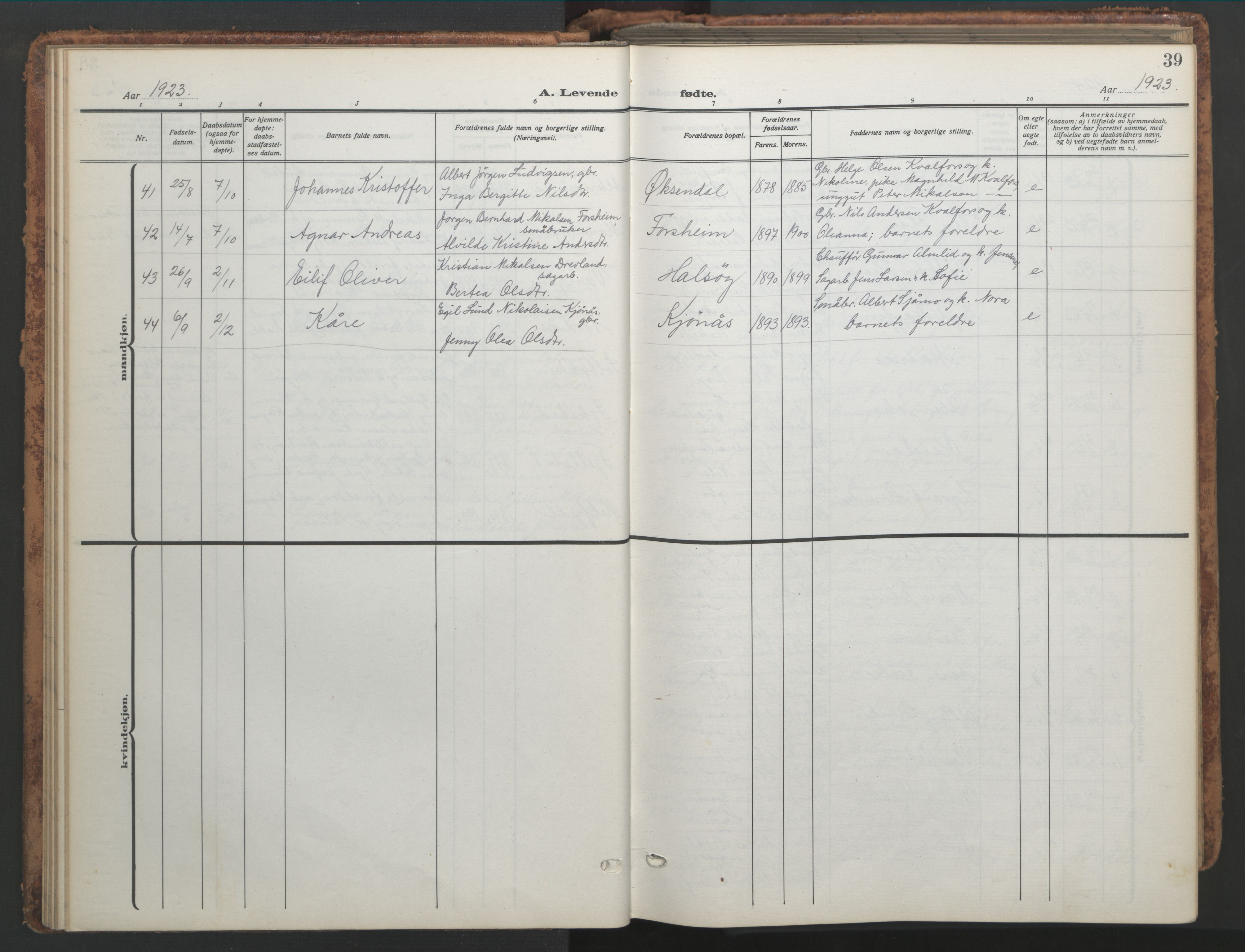 Ministerialprotokoller, klokkerbøker og fødselsregistre - Nordland, AV/SAT-A-1459/820/L0302: Klokkerbok nr. 820C04, 1917-1948, s. 39