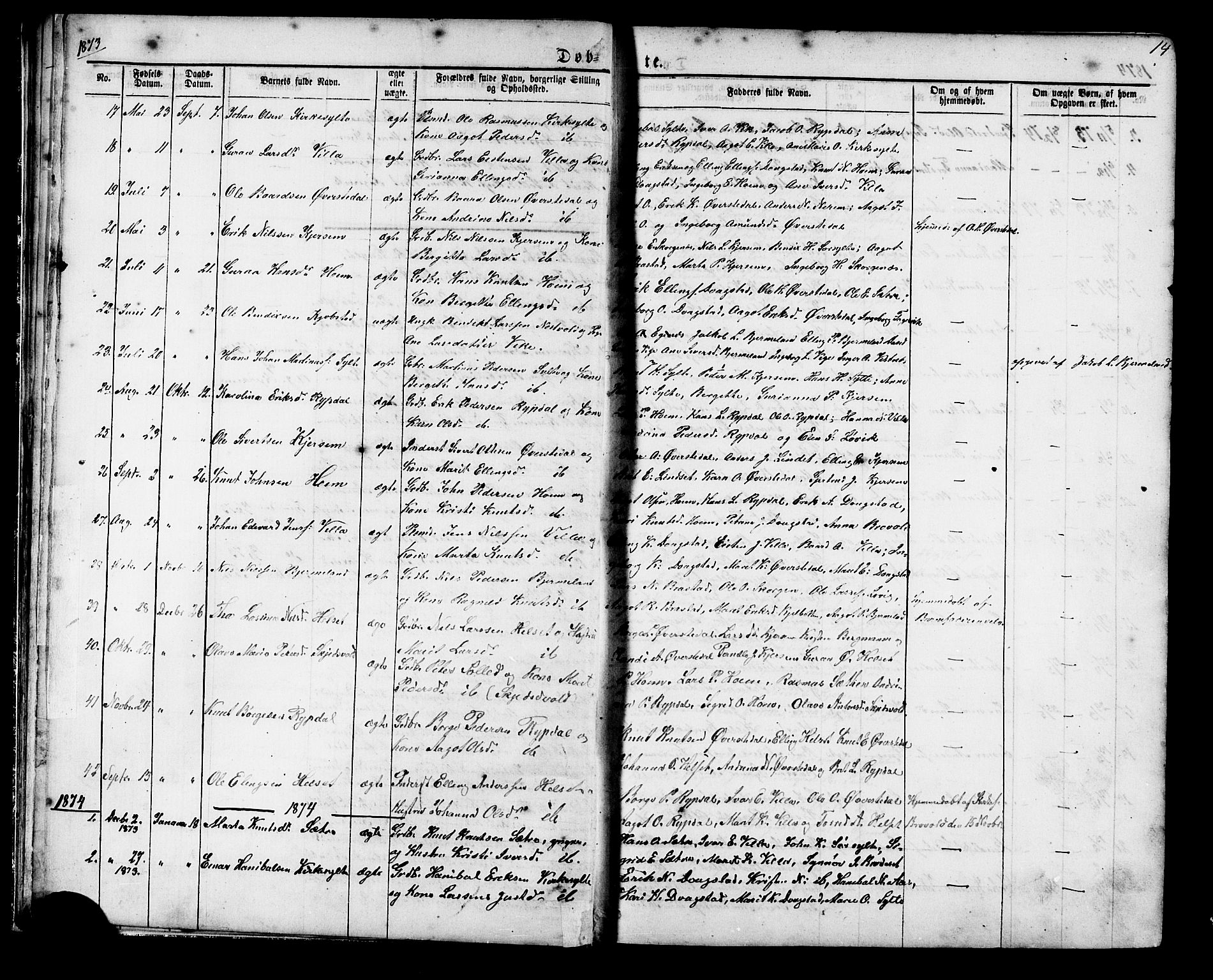 Ministerialprotokoller, klokkerbøker og fødselsregistre - Møre og Romsdal, AV/SAT-A-1454/541/L0547: Klokkerbok nr. 541C02, 1867-1921, s. 14