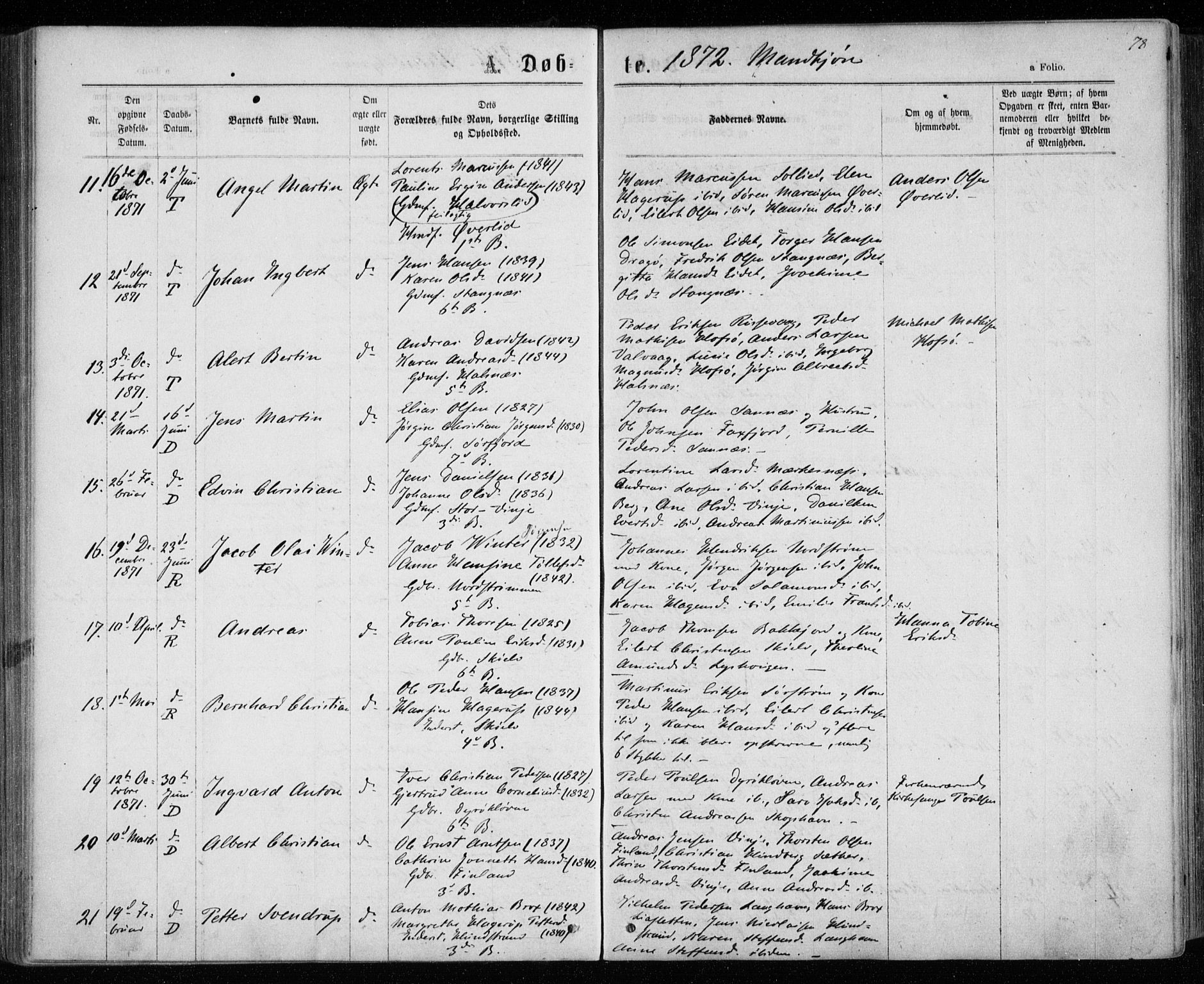 Tranøy sokneprestkontor, AV/SATØ-S-1313/I/Ia/Iaa/L0008kirke: Ministerialbok nr. 8, 1867-1877, s. 78