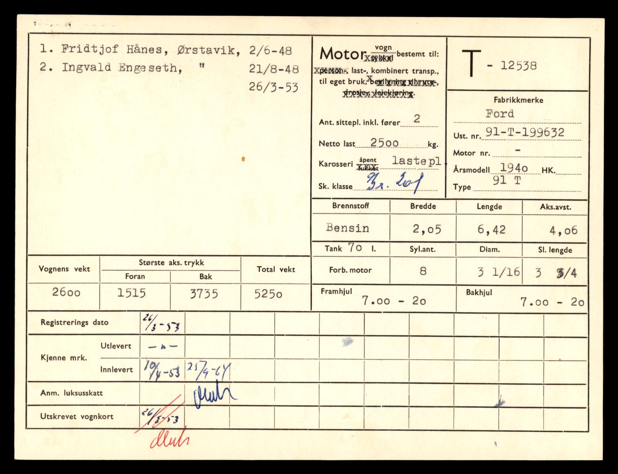 Møre og Romsdal vegkontor - Ålesund trafikkstasjon, AV/SAT-A-4099/F/Fe/L0034: Registreringskort for kjøretøy T 12500 - T 12652, 1927-1998, s. 708