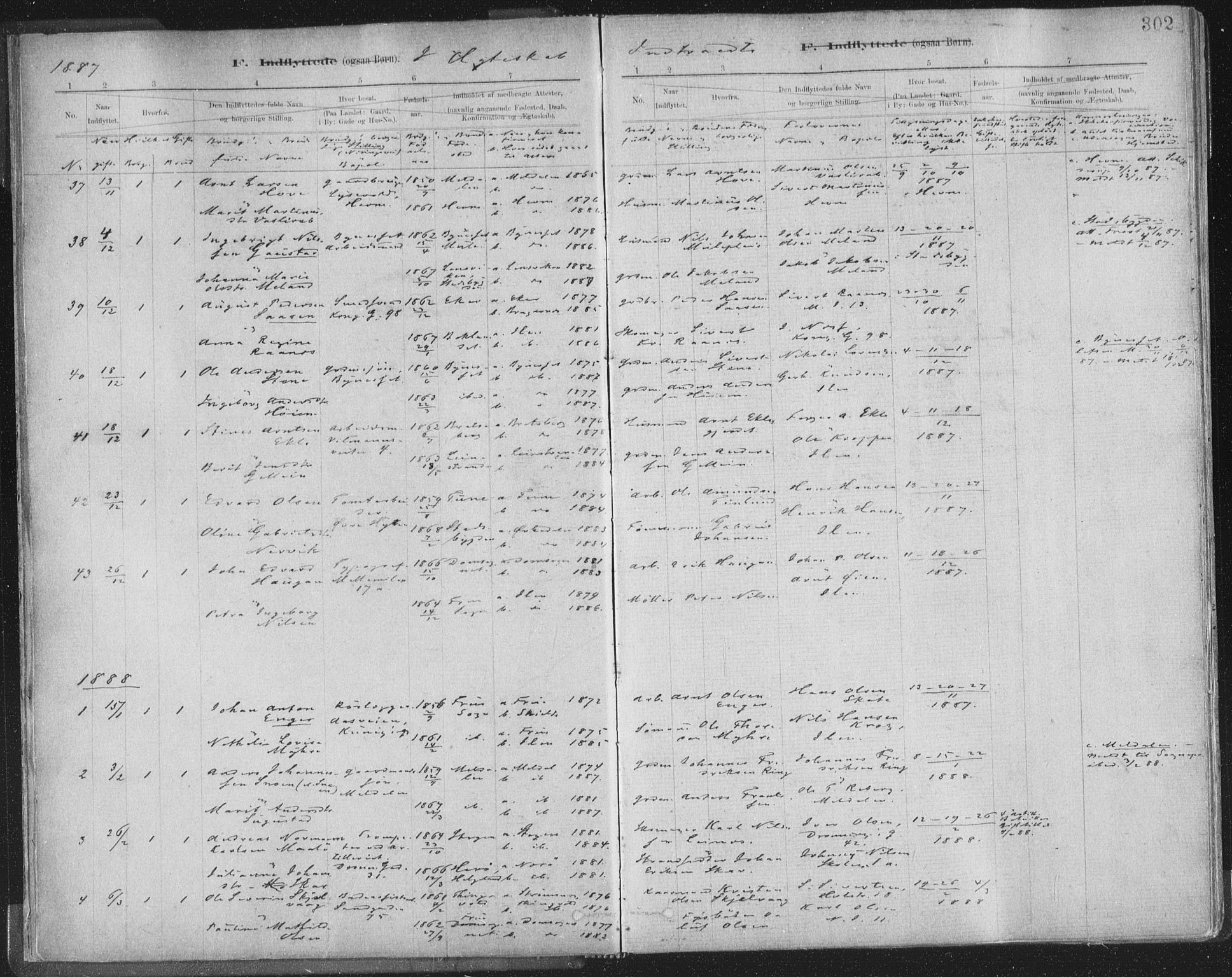 Ministerialprotokoller, klokkerbøker og fødselsregistre - Sør-Trøndelag, AV/SAT-A-1456/603/L0163: Ministerialbok nr. 603A02, 1879-1895, s. 302