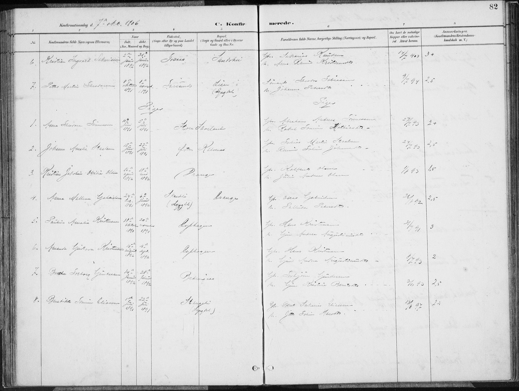 Herad sokneprestkontor, SAK/1111-0018/F/Fa/Faa/L0006: Ministerialbok nr. A 6, 1887-1907, s. 82