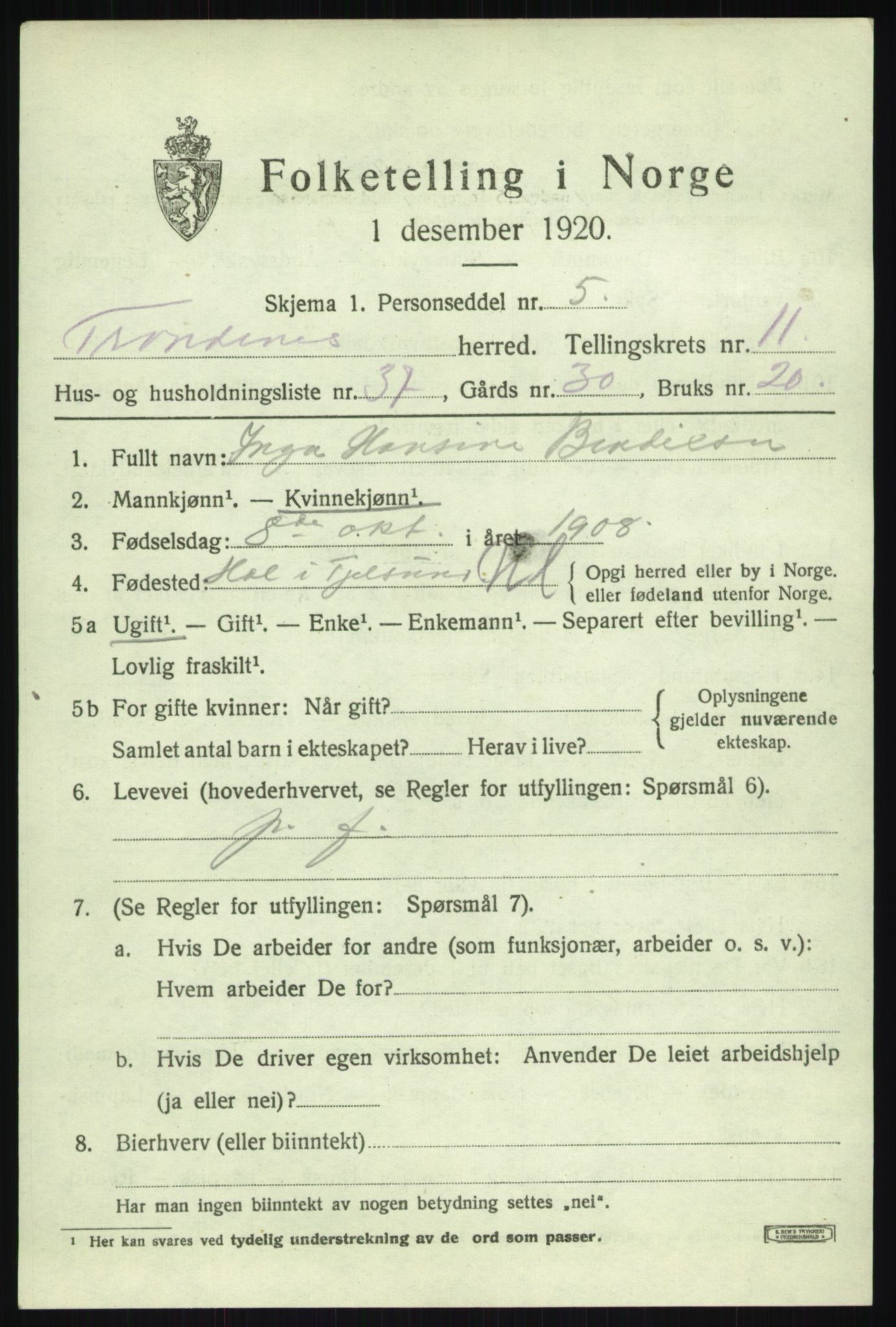 SATØ, Folketelling 1920 for 1914 Trondenes herred, 1920, s. 8803