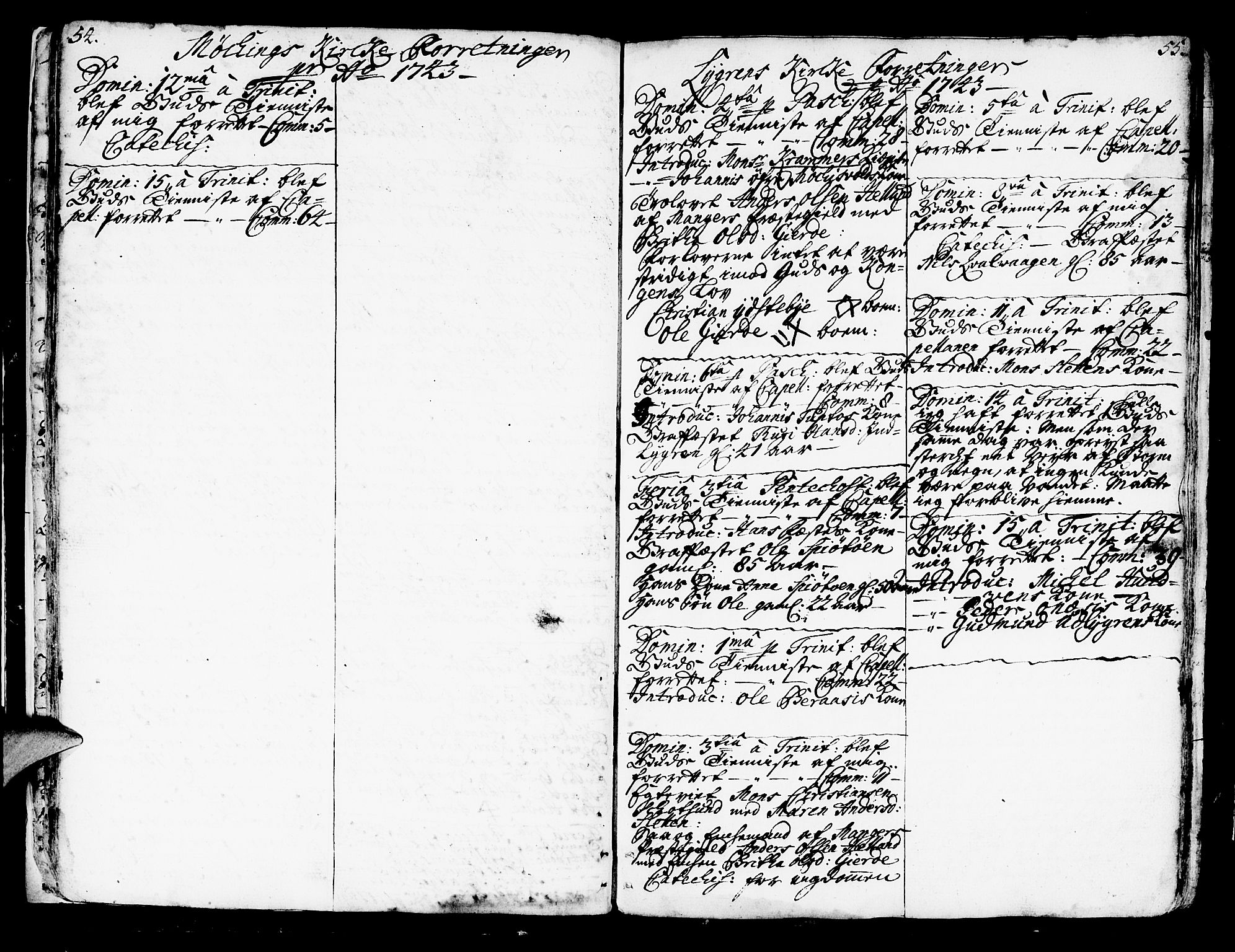 Lindås Sokneprestembete, SAB/A-76701/H/Haa: Ministerialbok nr. A 2, 1740-1748, s. 54-55