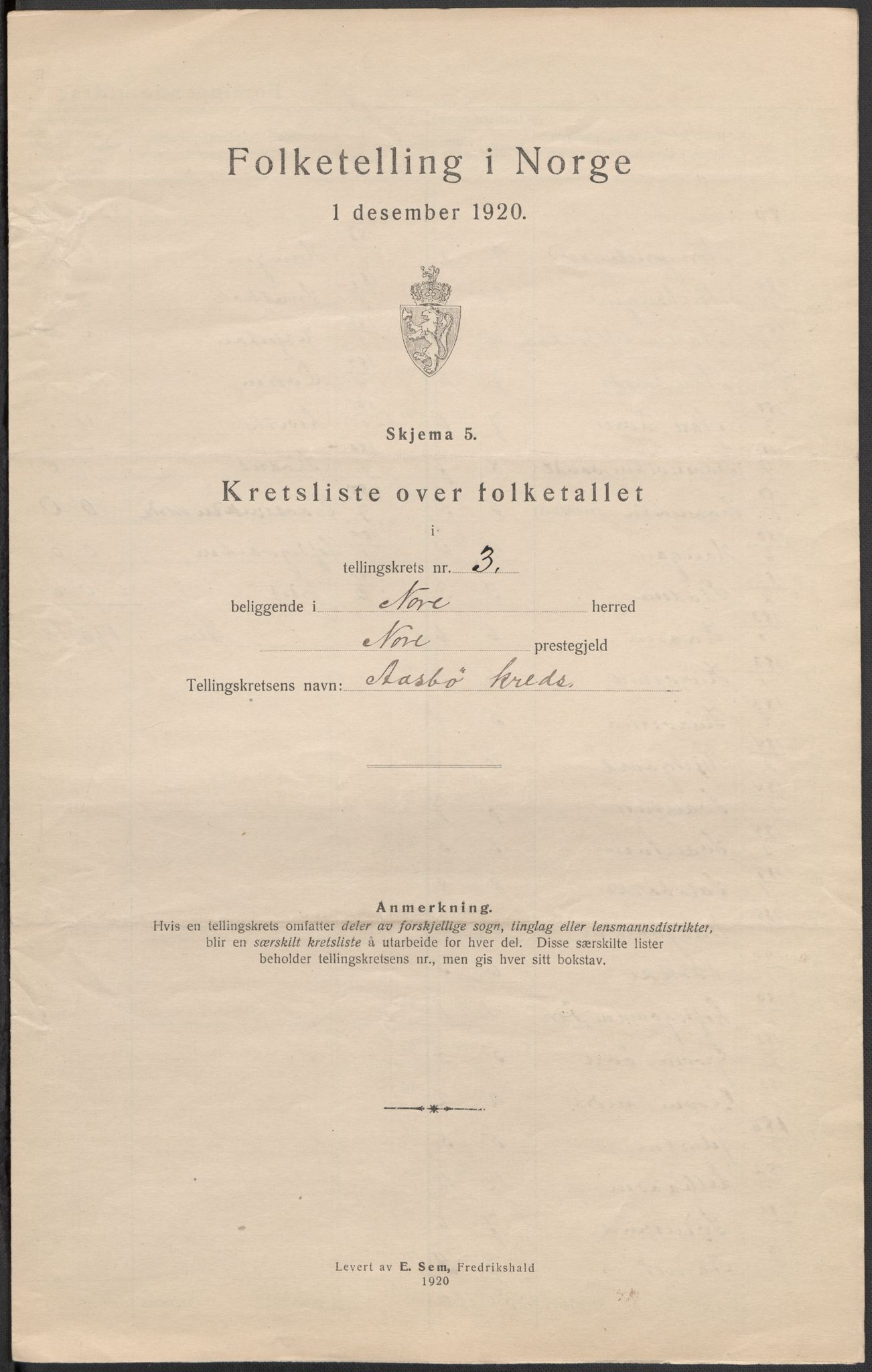 SAKO, Folketelling 1920 for 0633 Nore herred, 1920, s. 11