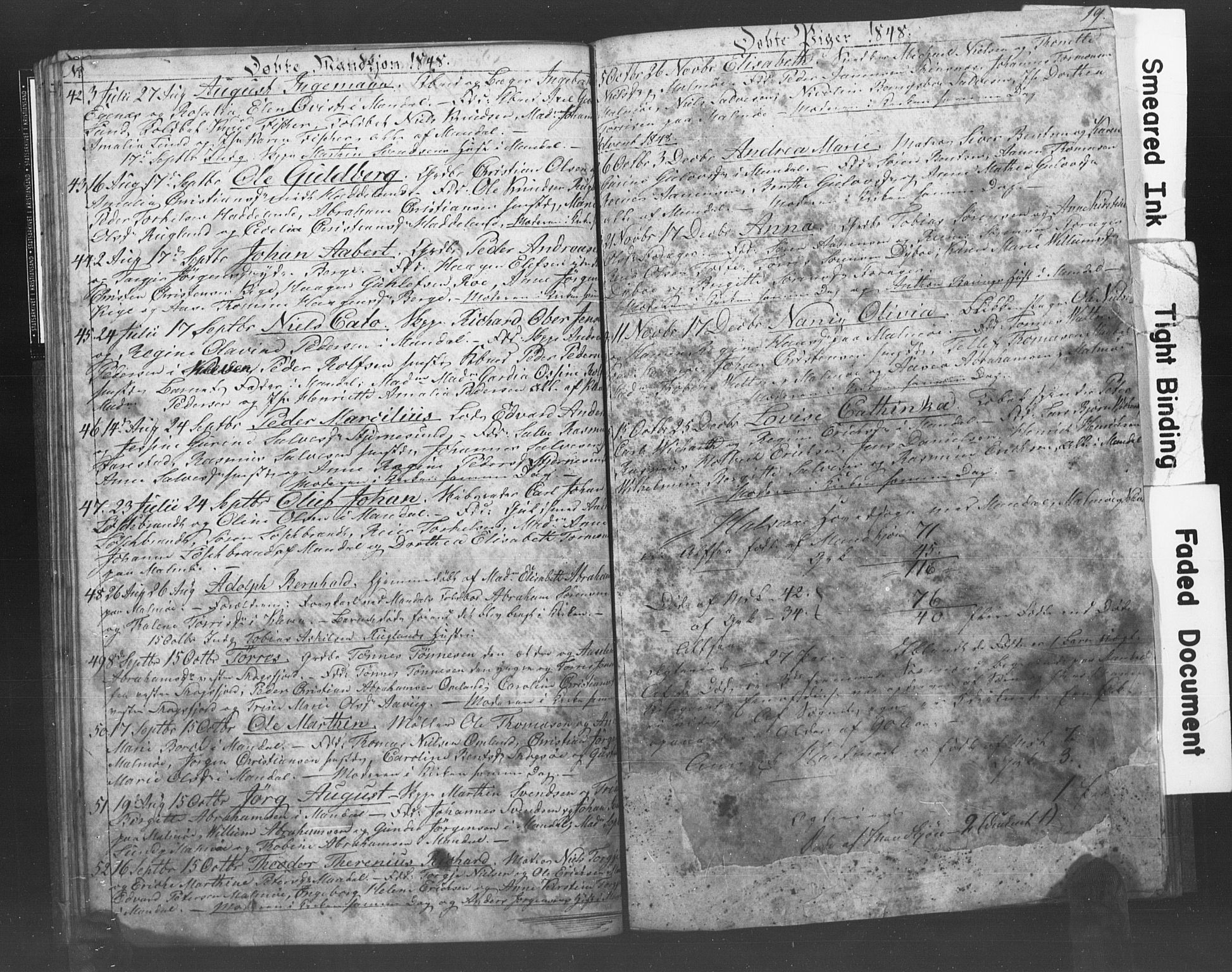 Mandal sokneprestkontor, AV/SAK-1111-0030/F/Fb/Fba/L0006: Klokkerbok nr. B 1F, 1846-1849, s. 19