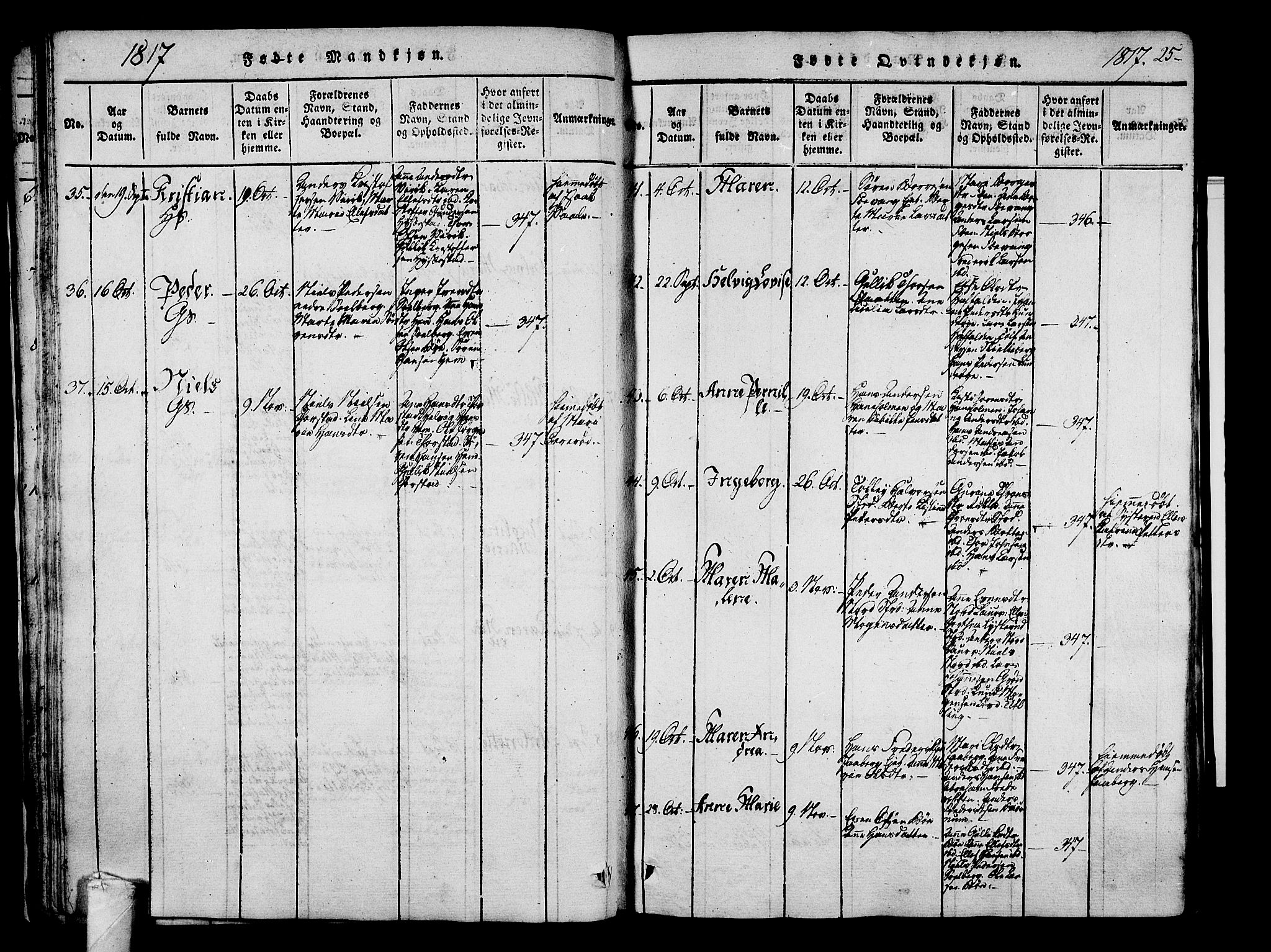 Sandar kirkebøker, AV/SAKO-A-243/F/Fa/L0004: Ministerialbok nr. 4, 1814-1832, s. 25