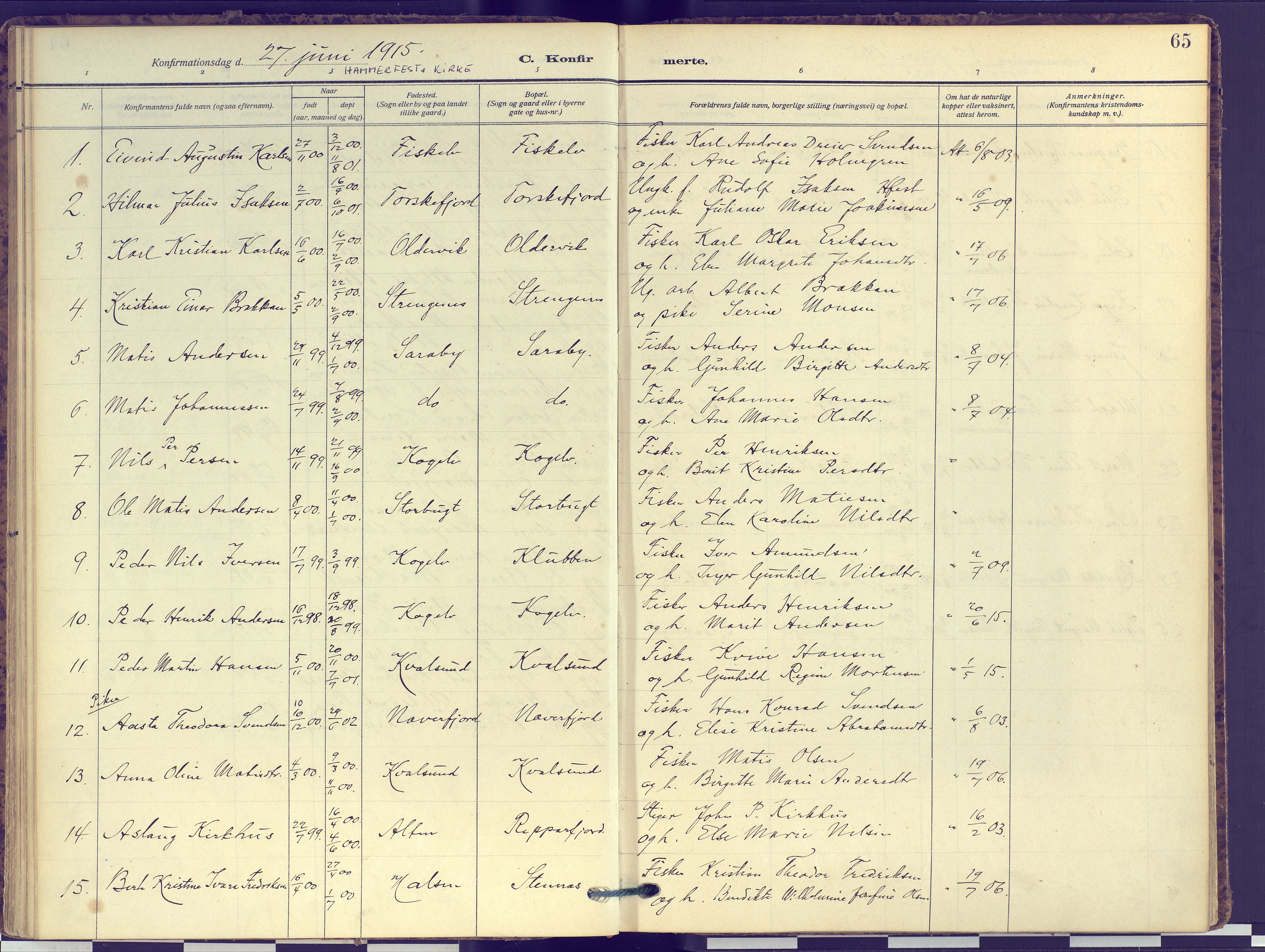 Hammerfest sokneprestkontor, SATØ/S-1347: Ministerialbok nr. 16, 1908-1923, s. 65