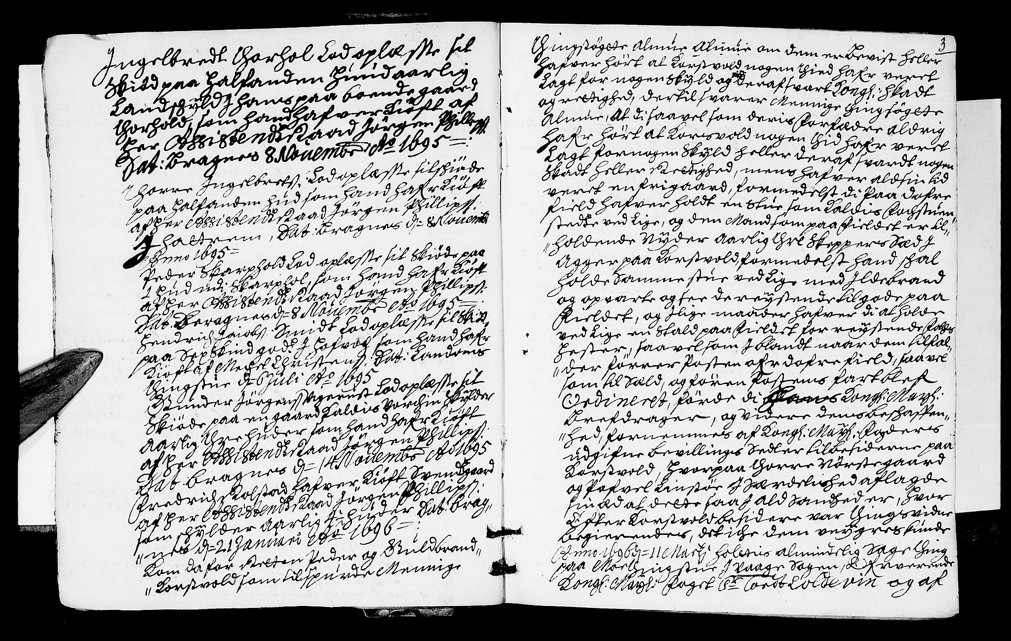 Sorenskriverier i Gudbrandsdalen, SAH/TING-036/G/Gb/Gba/L0025: Tingbok - Nord-Gudbrandsdal, 1696, s. 2b-3a
