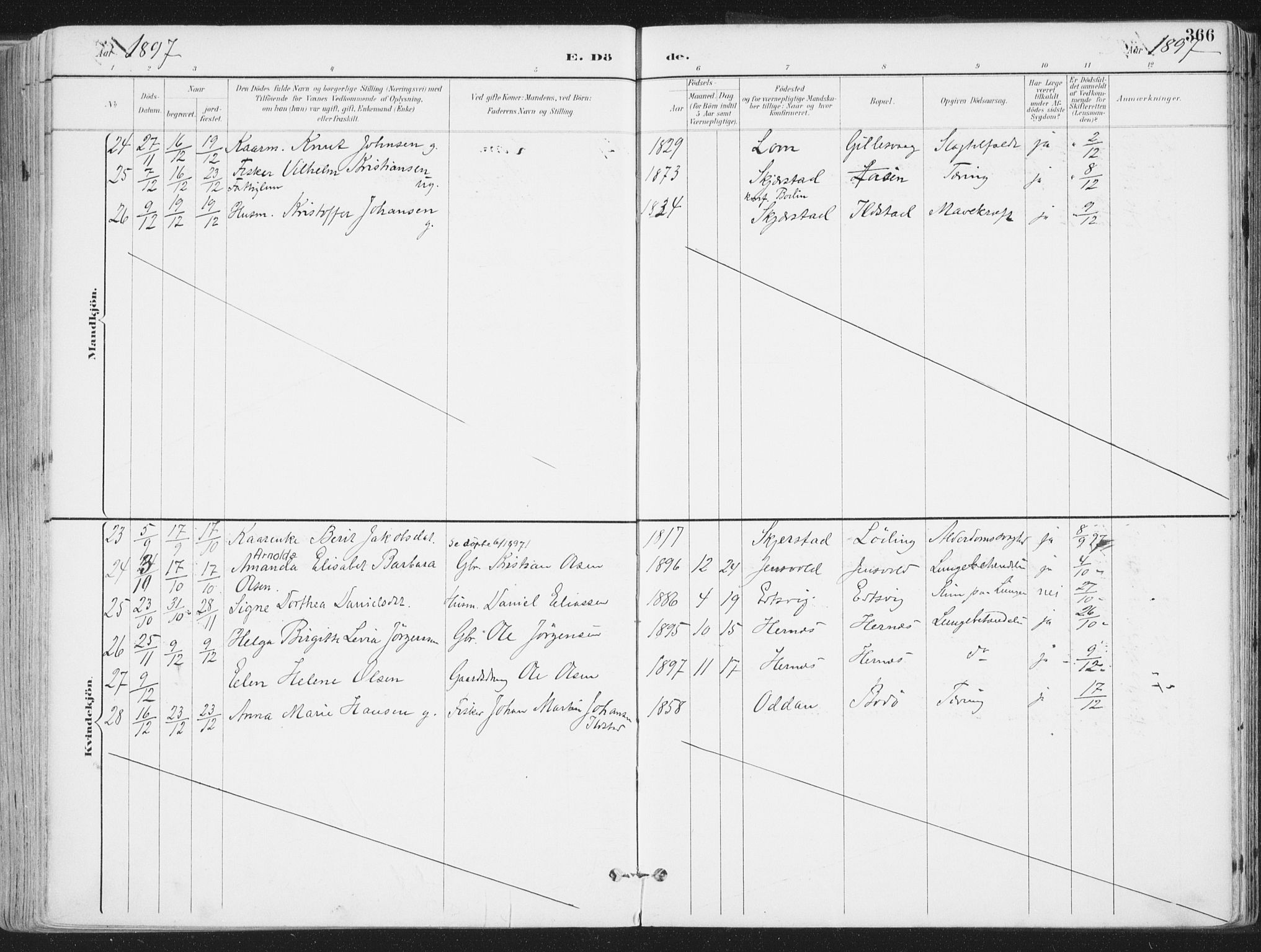 Ministerialprotokoller, klokkerbøker og fødselsregistre - Nordland, AV/SAT-A-1459/802/L0055: Ministerialbok nr. 802A02, 1894-1915, s. 366