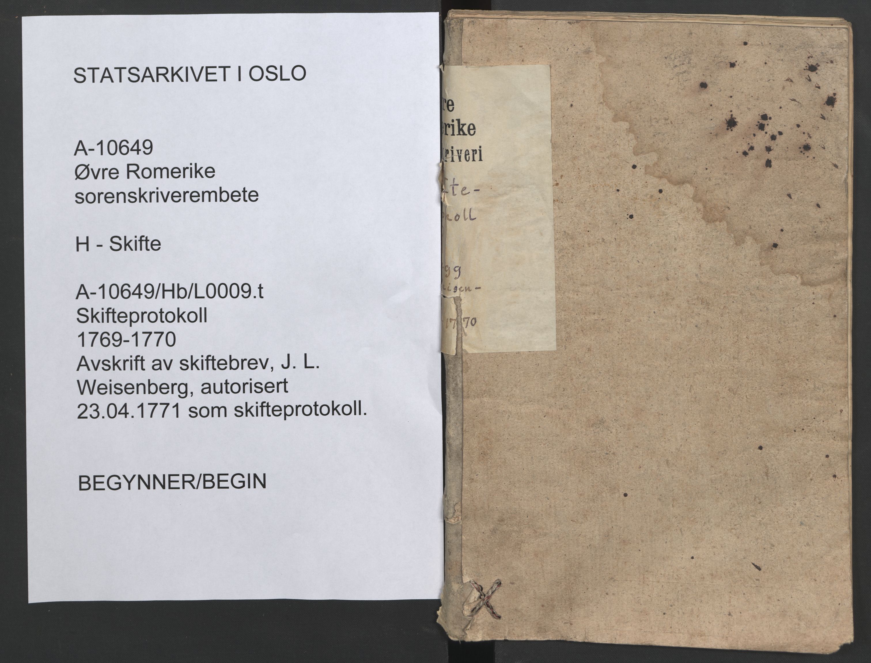 Øvre Romerike sorenskriveri, SAO/A-10649/H/Hb/L0009t: Skifteprotokoll nr. 9 tillegg, 1769-1770
