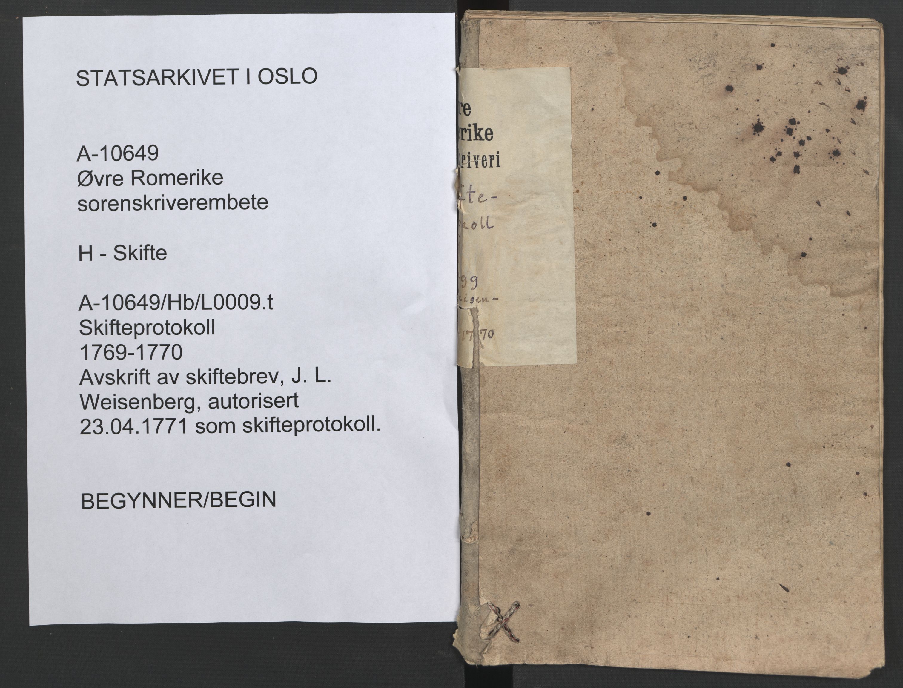 Øvre Romerike sorenskriveri, AV/SAO-A-10649/H/Hb/L0009t: Skifteprotokoll nr. 9 tillegg, 1769-1770