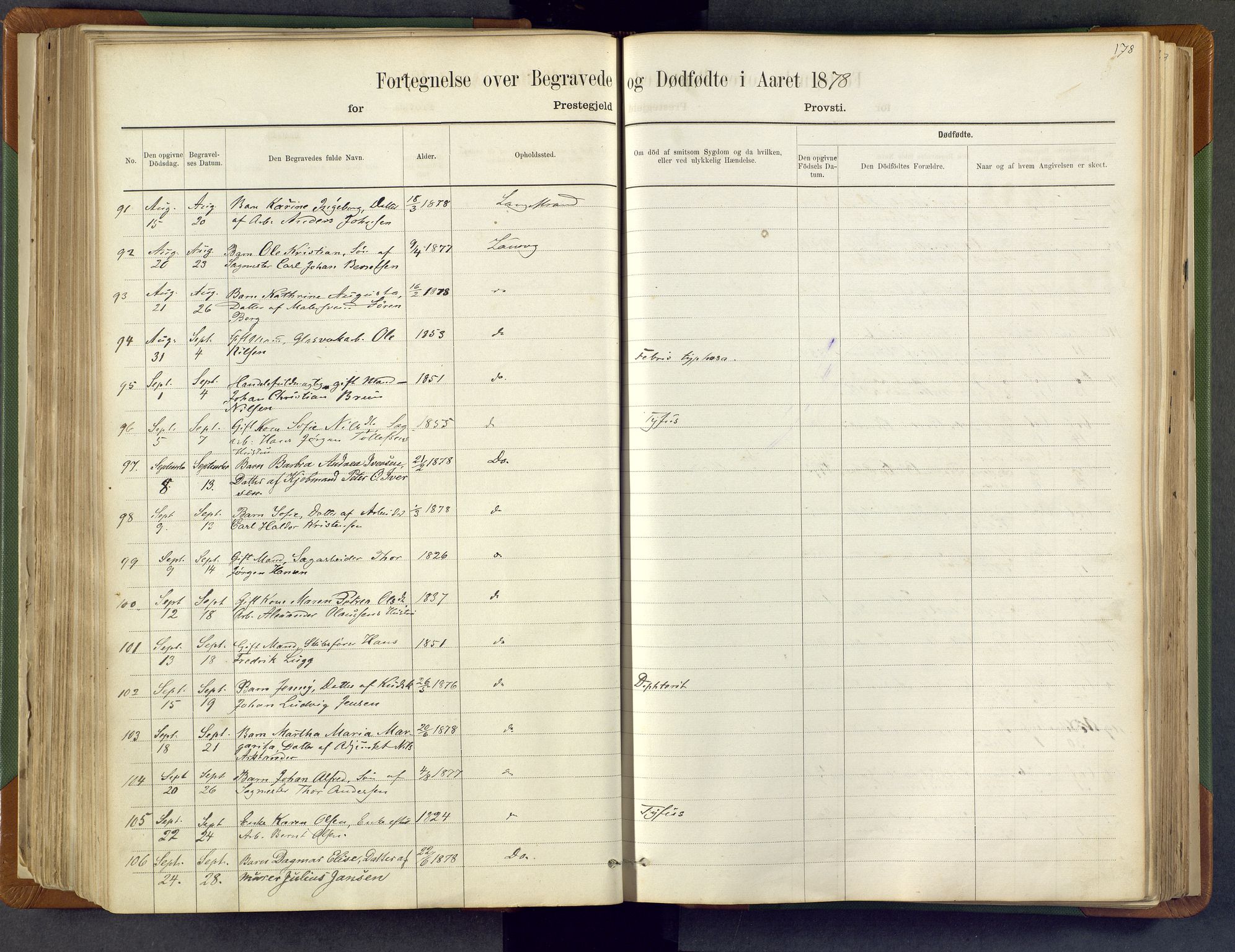 Larvik kirkebøker, SAKO/A-352/F/Fa/L0007: Ministerialbok nr. I 7, 1871-1883, s. 178