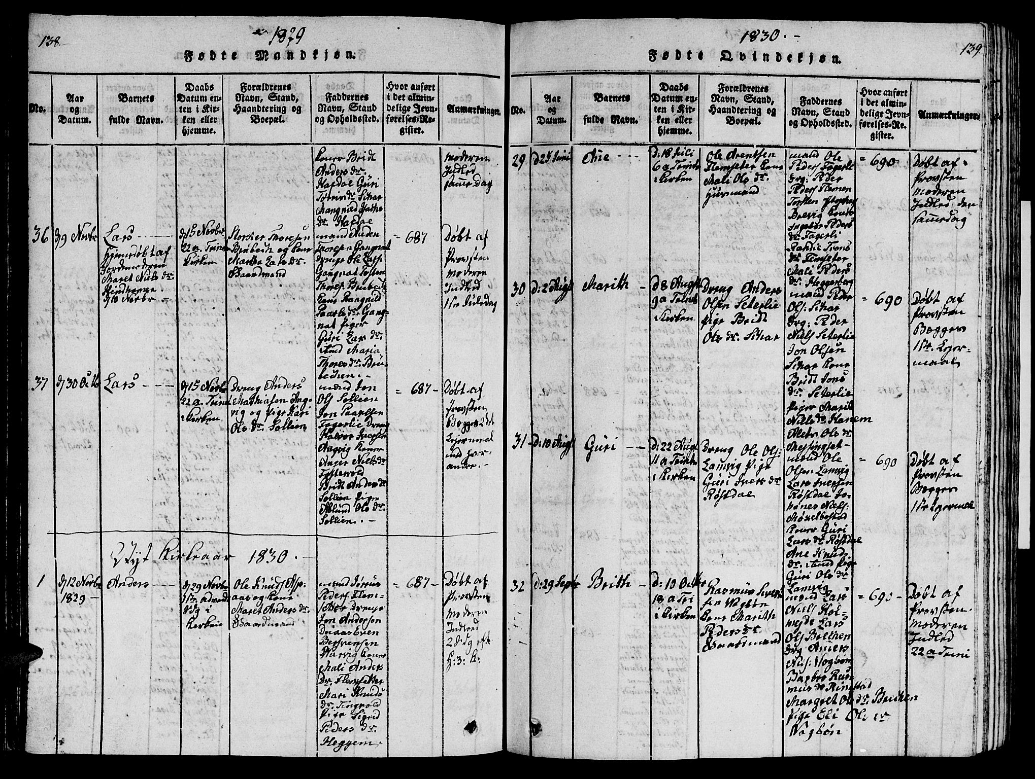 Ministerialprotokoller, klokkerbøker og fødselsregistre - Møre og Romsdal, AV/SAT-A-1454/586/L0990: Klokkerbok nr. 586C01, 1819-1837, s. 138-139