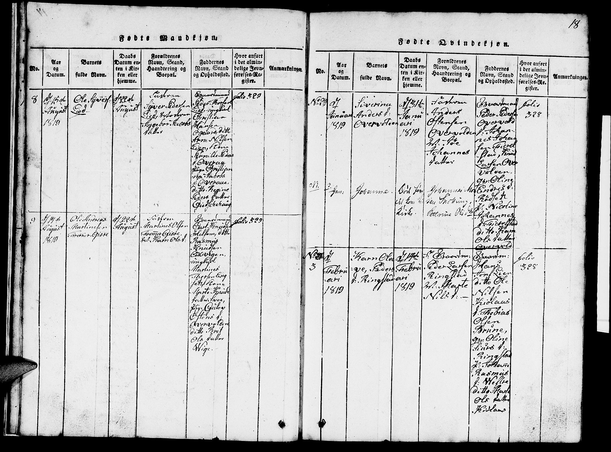 Ministerialprotokoller, klokkerbøker og fødselsregistre - Møre og Romsdal, AV/SAT-A-1454/520/L0289: Klokkerbok nr. 520C01, 1817-1837, s. 18