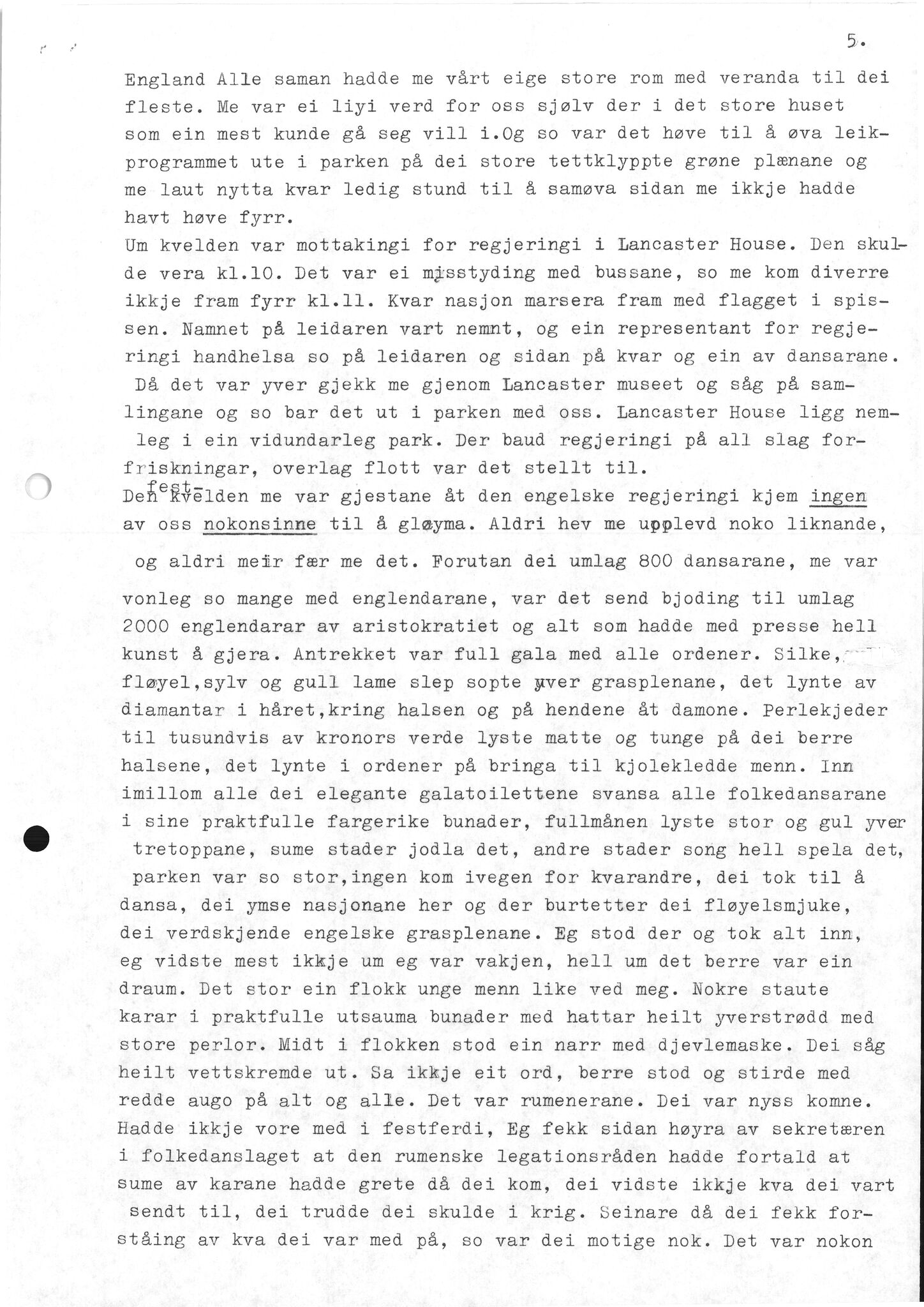 Samling etter Klara Semb, NSFF/KS/B/068: Klara Sembs referat frå Den Internasjonale Folkedansstemna i 1935, 1935