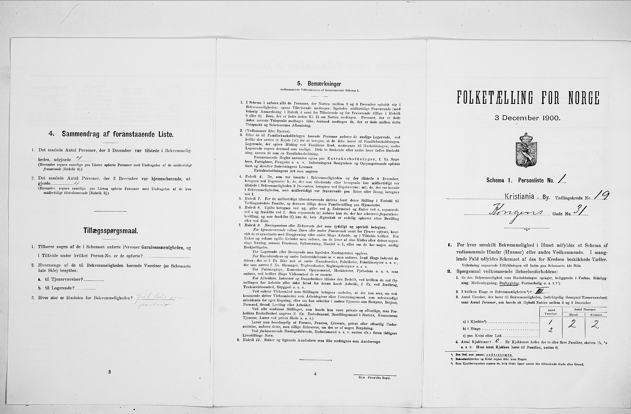 SAO, Folketelling 1900 for 0301 Kristiania kjøpstad, 1900, s. 48872