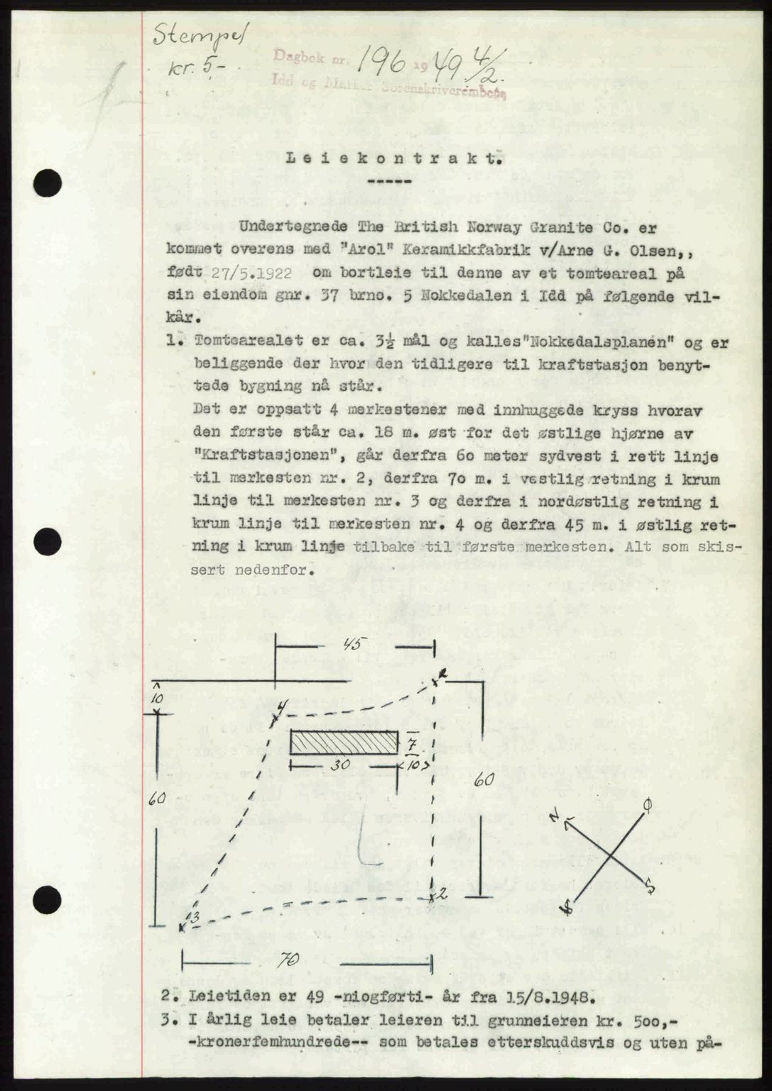 Idd og Marker sorenskriveri, AV/SAO-A-10283/G/Gb/Gbb/L0011: Pantebok nr. A11, 1948-1949, Dagboknr: 196/1949