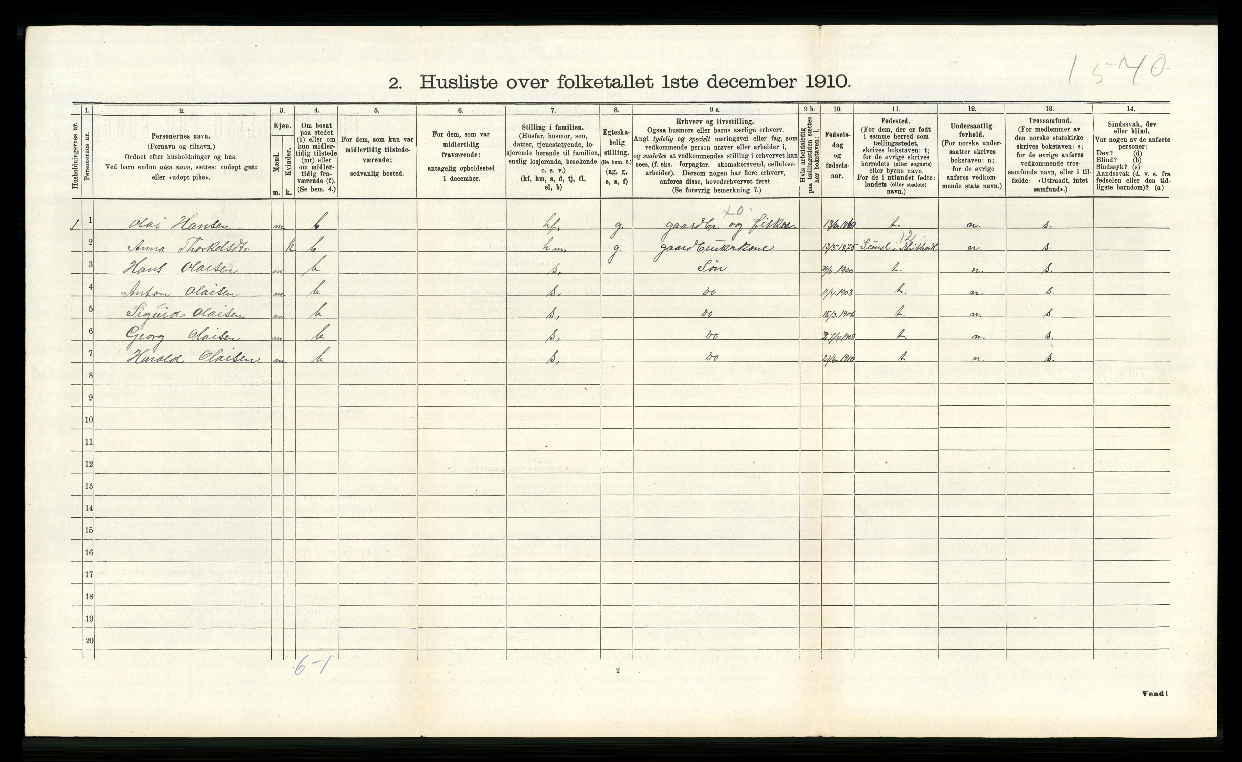 RA, Folketelling 1910 for 1222 Fitjar herred, 1910, s. 226