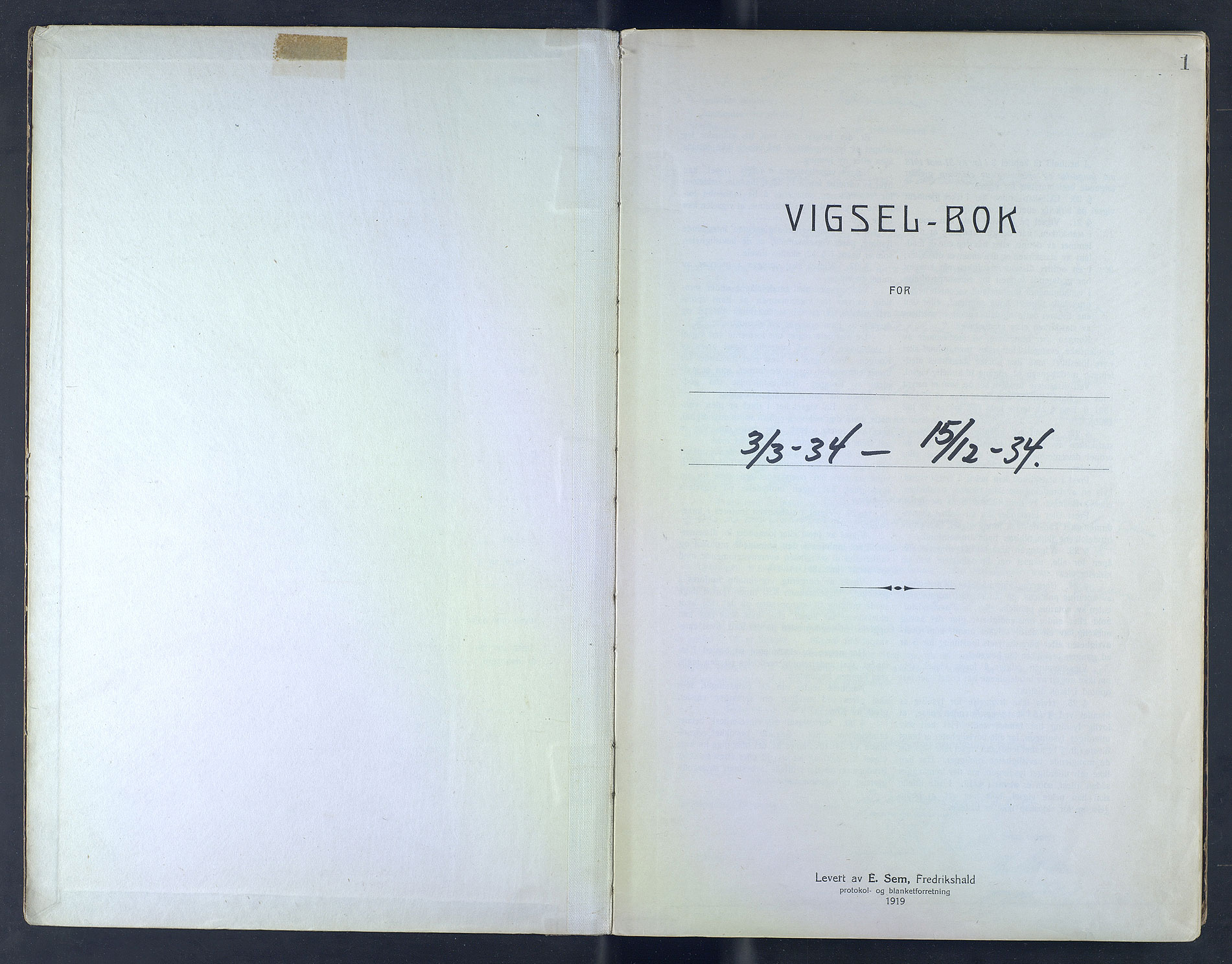 Byfogd og Byskriver i Bergen, AV/SAB-A-3401/10/10F/L0008: Vielsesprotokoller, 1934, s. 1a