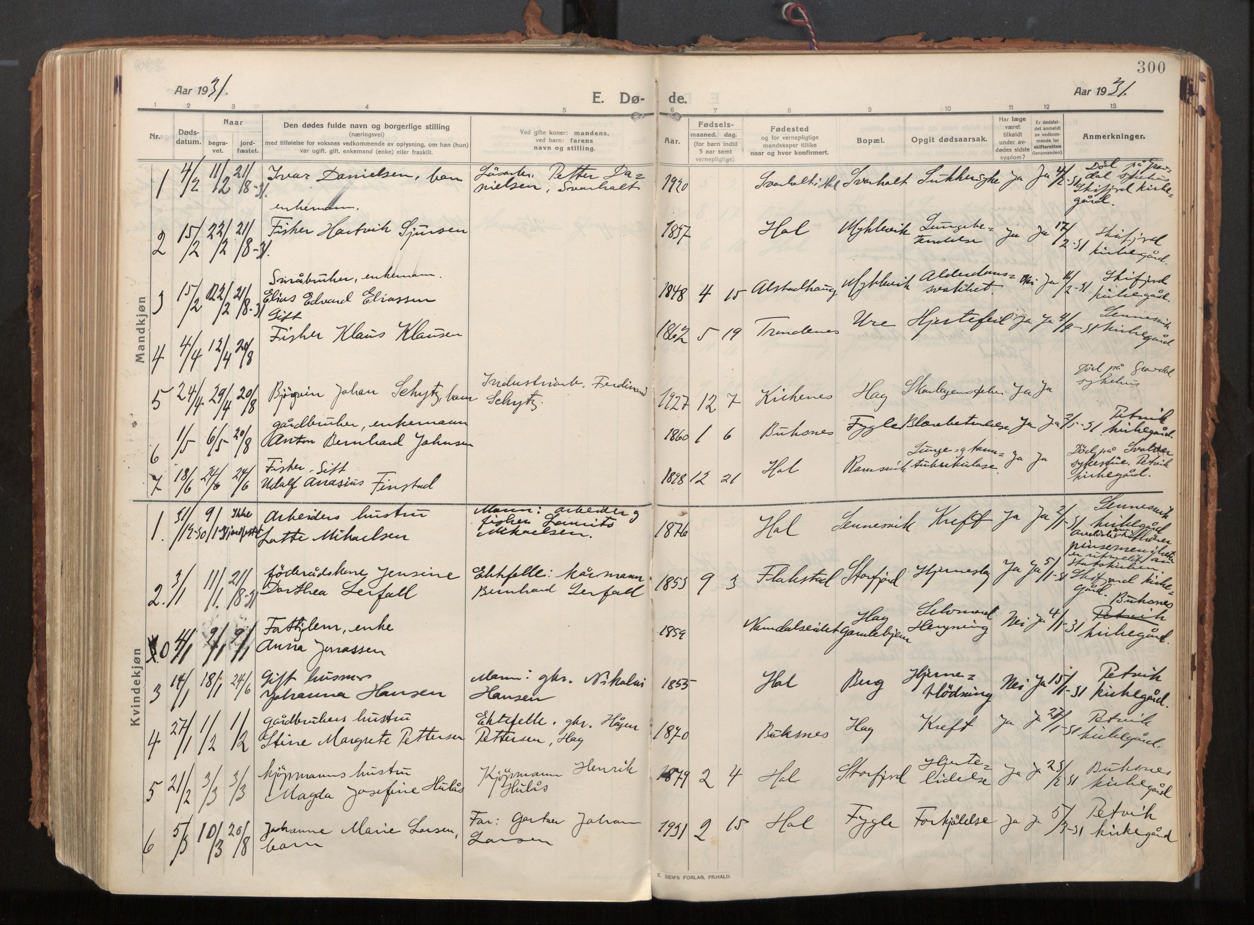Ministerialprotokoller, klokkerbøker og fødselsregistre - Nordland, AV/SAT-A-1459/882/L1181: Ministerialbok nr. 882A03, 1913-1937, s. 300